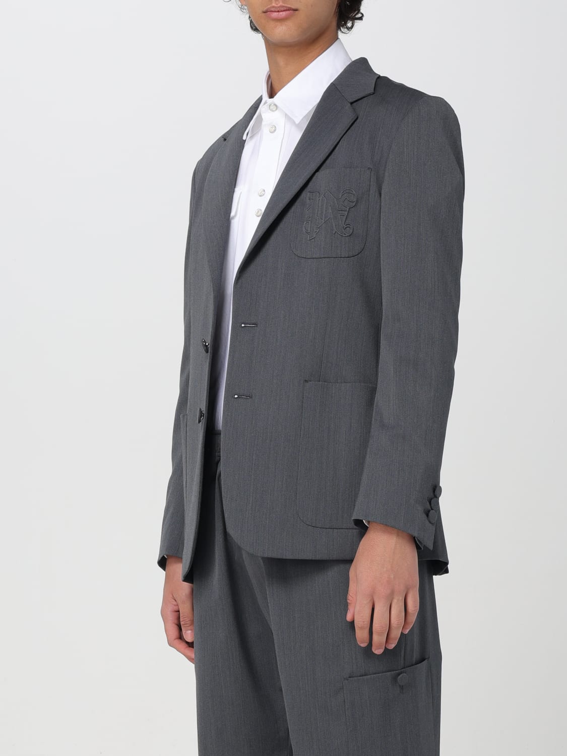 PALM ANGELS BLAZER: Blazer a monopetto Palm Angels, Grigio - Img 4