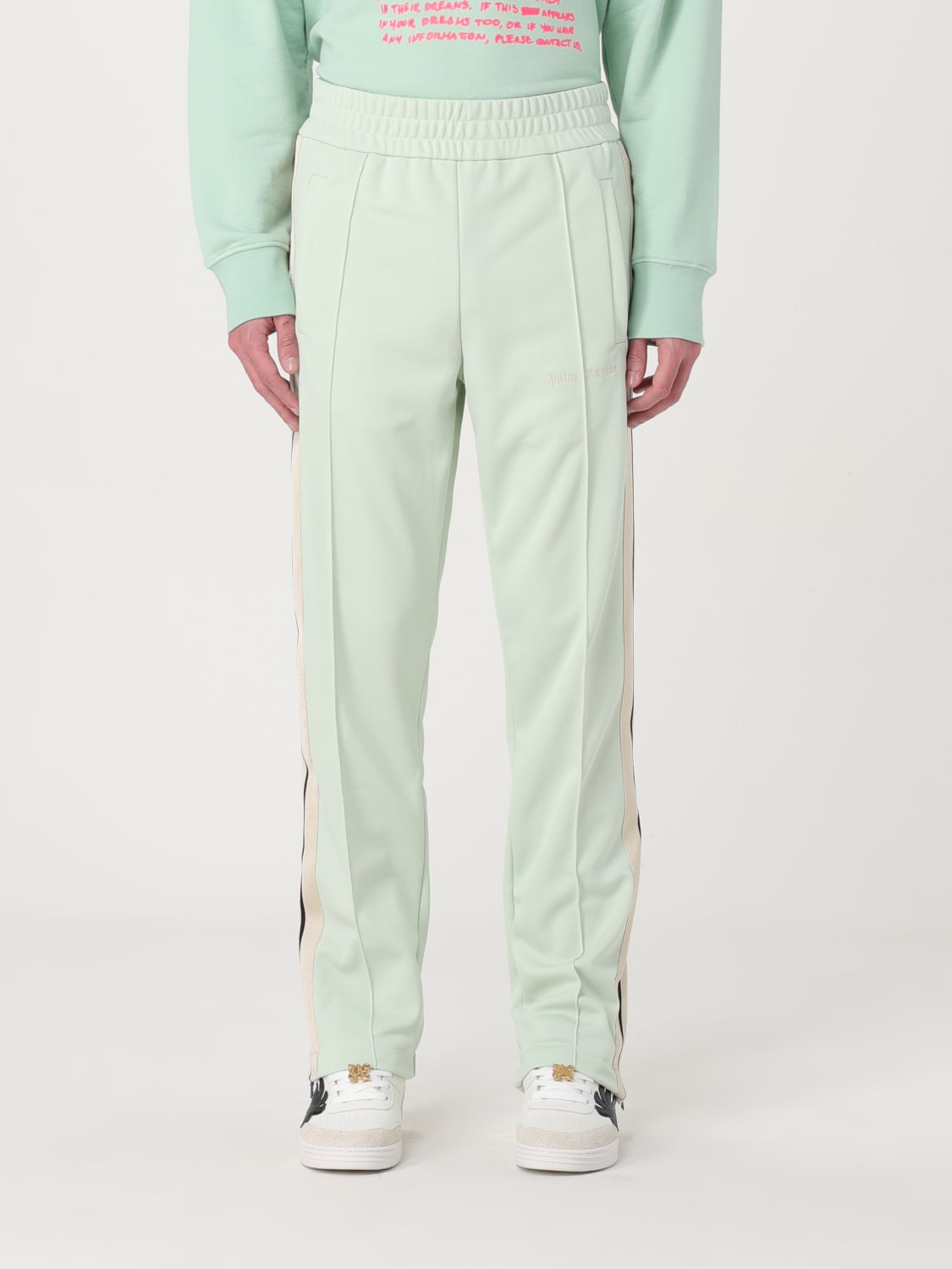 【関税＆送料込み】Palm Angels 'Paxlatime News' White Cotto Palm Angels Paradise Palm Sweatpants | Saks Fifth Avenue