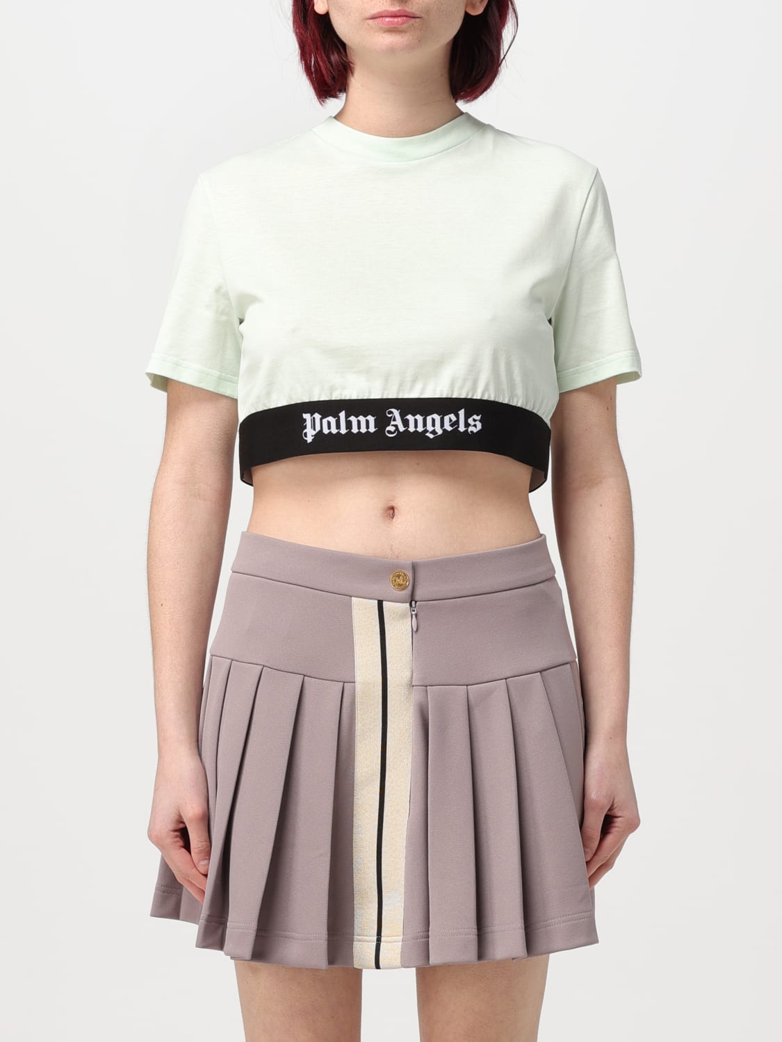 PALM ANGELS T-SHIRT: T-shirt crop Palm Angels, Menta - Img 1