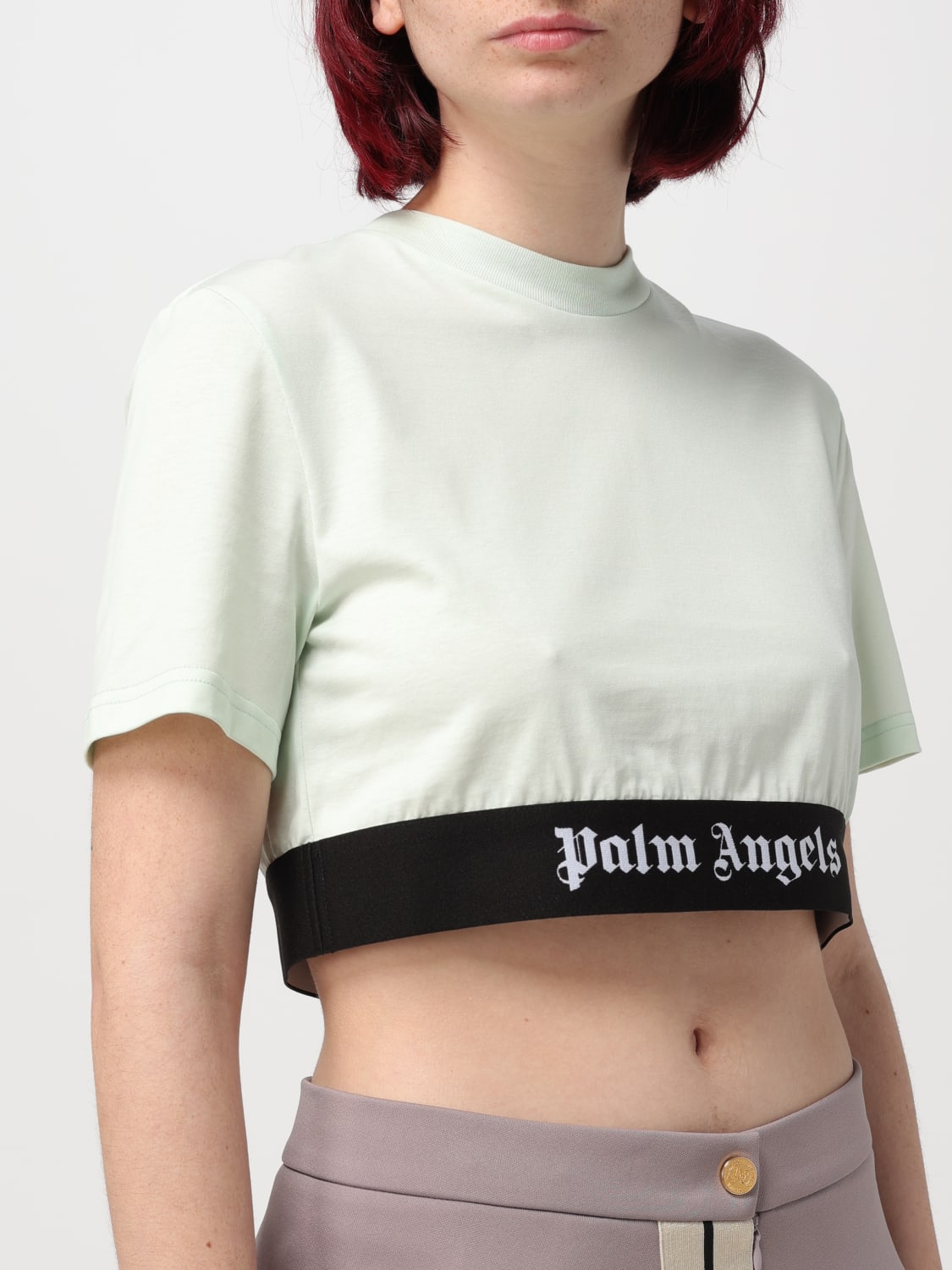 PALM ANGELS T-SHIRT: T-shirt crop Palm Angels, Menta - Img 5