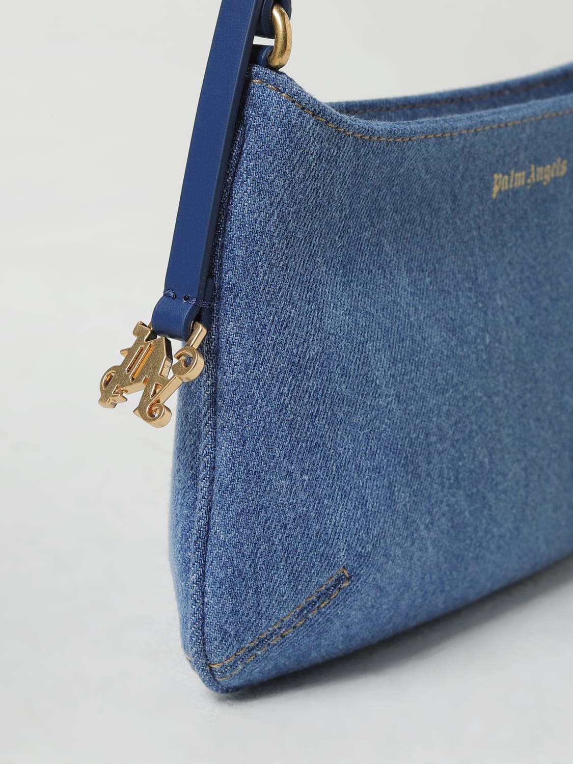 PALM ANGELS BORSA A SPALLA: Borsa Giorgina Palm Angels in denim, Azzurro - Img 3