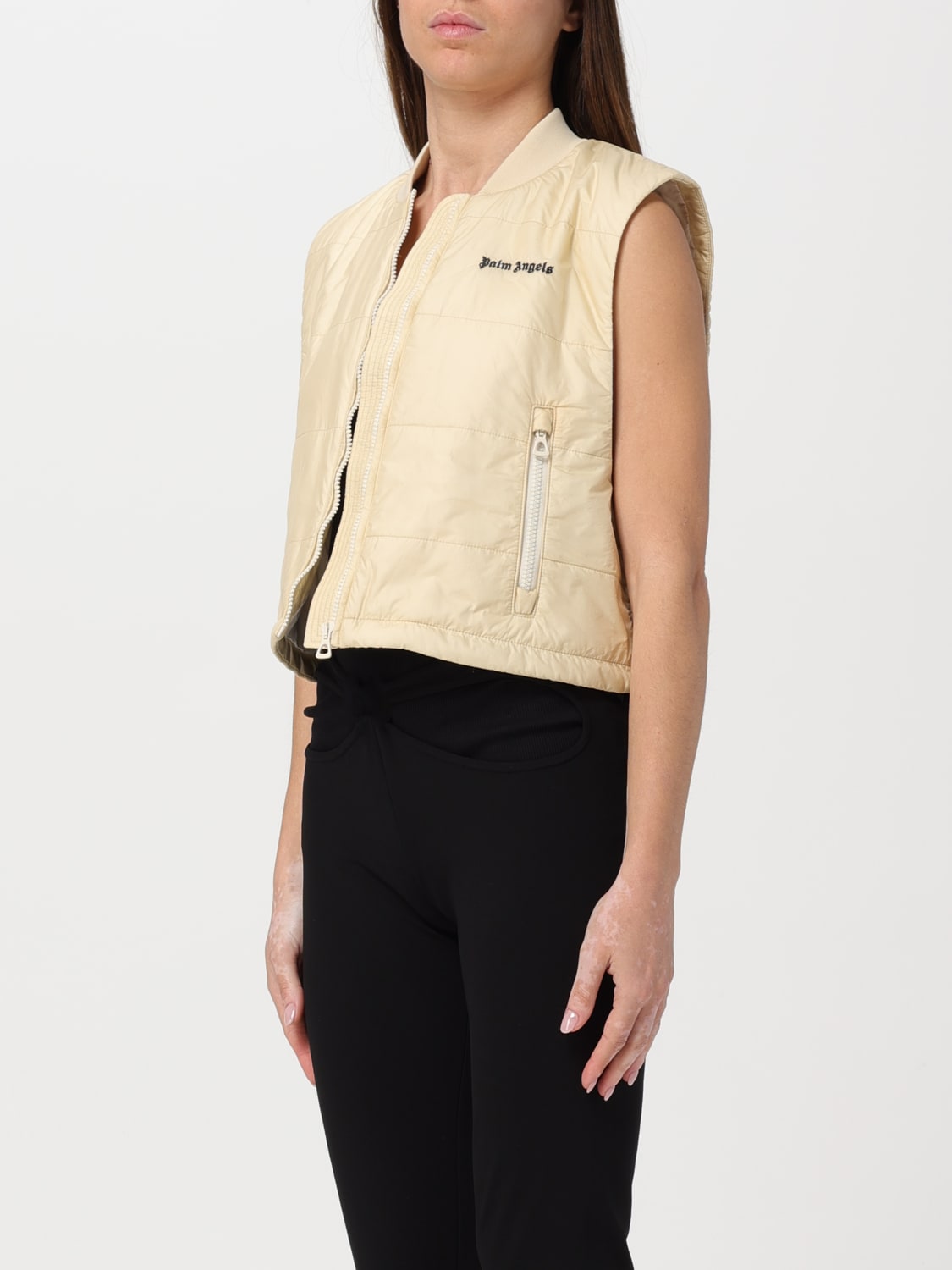 PALM ANGELS GILET: Giacca donna Palm Angels, Bianco - Img 3