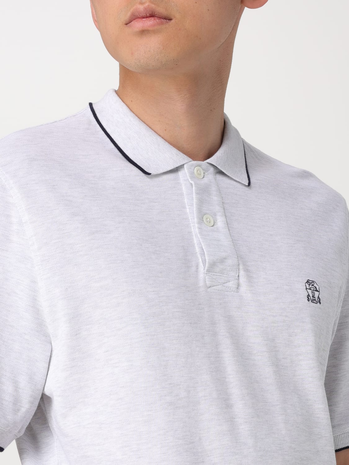 Tシャツ・カットソー BRUNELLO CUCINELLI Logo pique polo shirt (ME8549779G CW787) BRUNELLO CUCINELLI: Polo shirt men - Pearl | Brunello