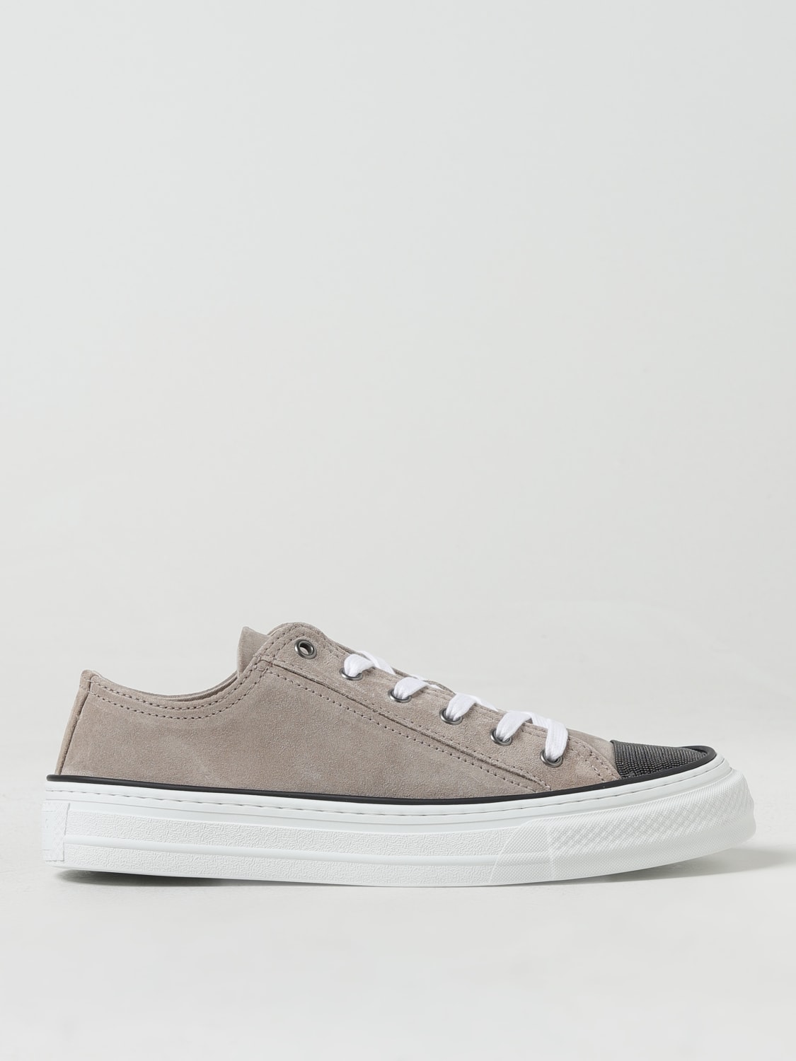 BRUNELLO CUCINELLI SNEAKERS: Sneakers Brunello Cucinelli in pelle scamosciata e monile nickel-free , Beige - Img 1