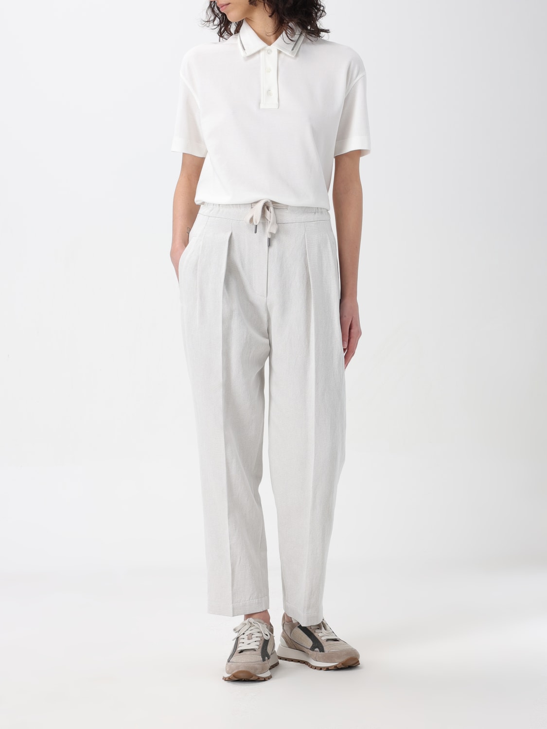 BRUNELLO CUCINELLI PANTS: Pants woman Brunello Cucinelli, Ice - Img 2