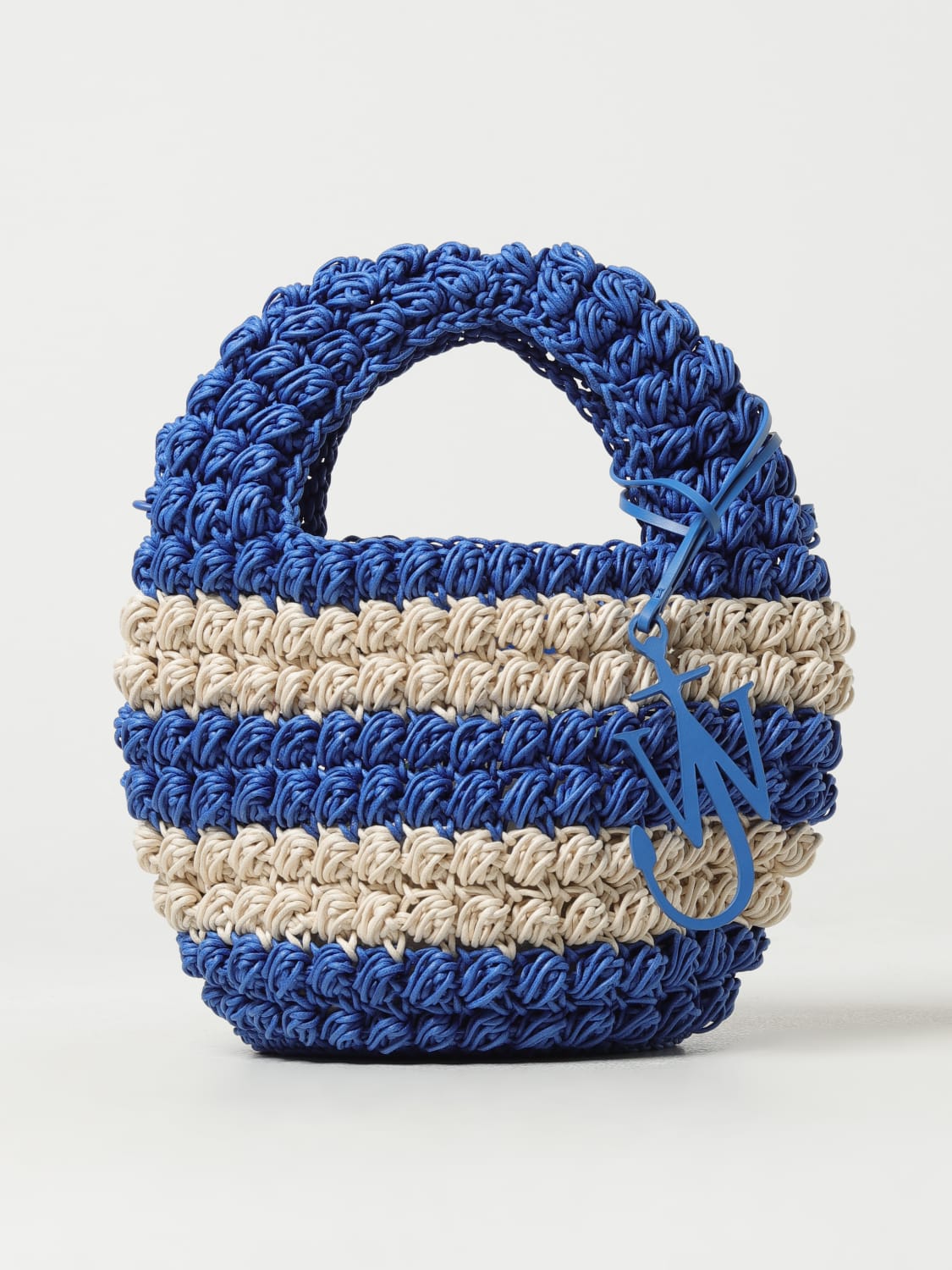 JW ANDERSON BORSA A MANO: Borsa Popcorn JW Anderson in tessuto , Azzurro - Img 1