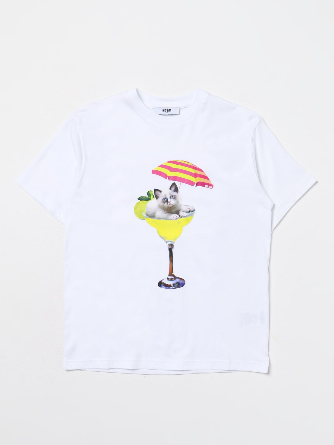 MSGM KIDS T-SHIRT: T-shirt MSGM Kids in cotone con logo , Bianco - Img 1