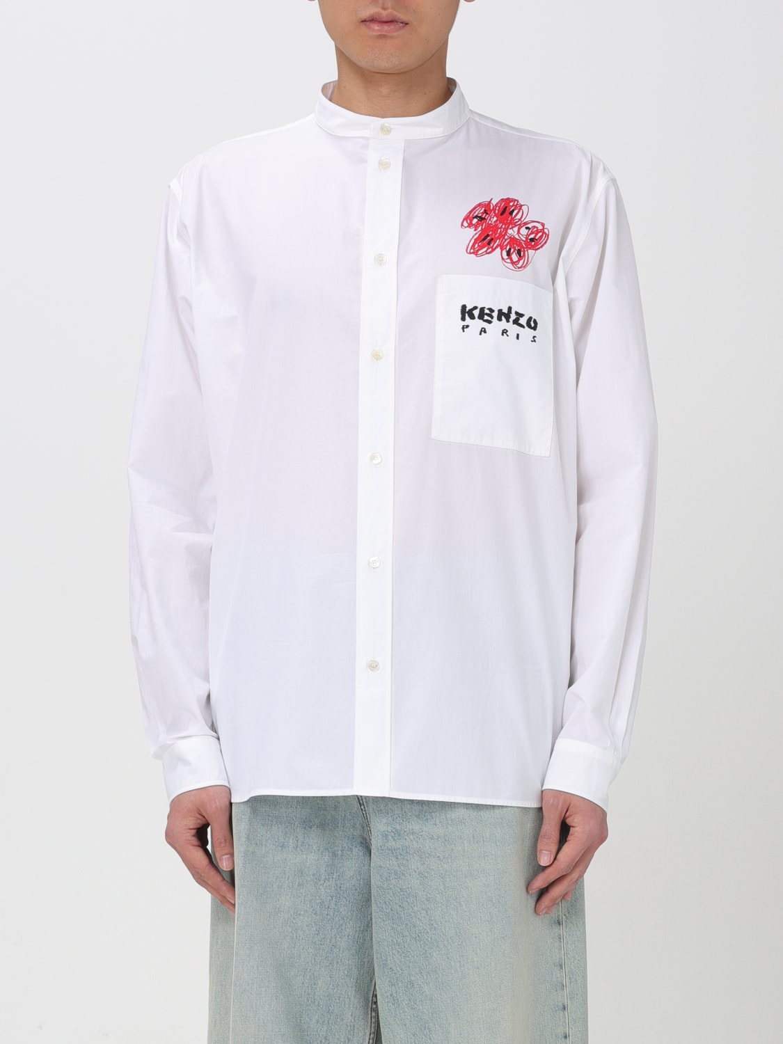 KENZO CAMICIA: Camicia Kenzo in popeline con logo, Bianco - Img 1