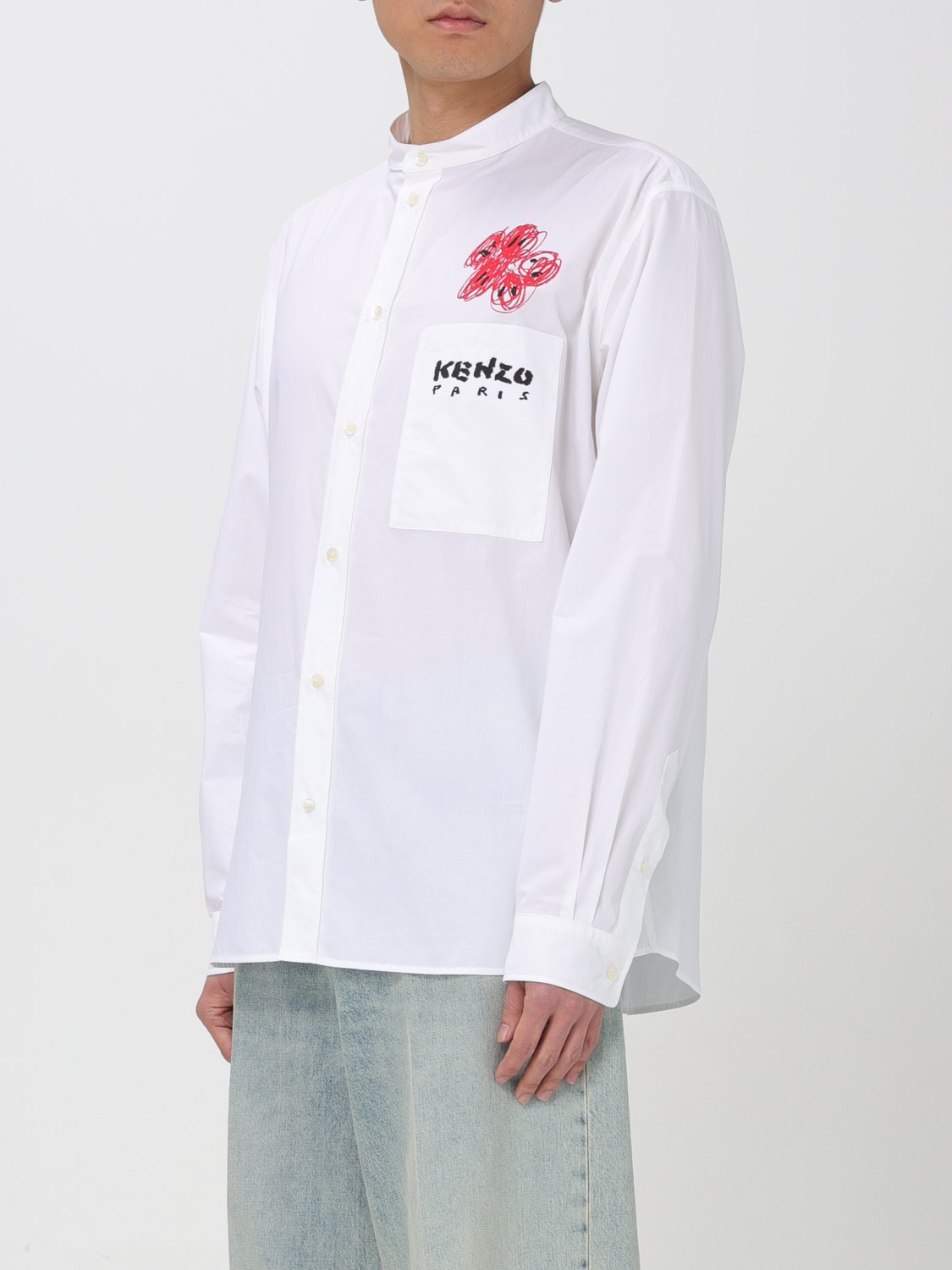 KENZO CAMICIA: Camicia Kenzo in popeline con logo, Bianco - Img 4