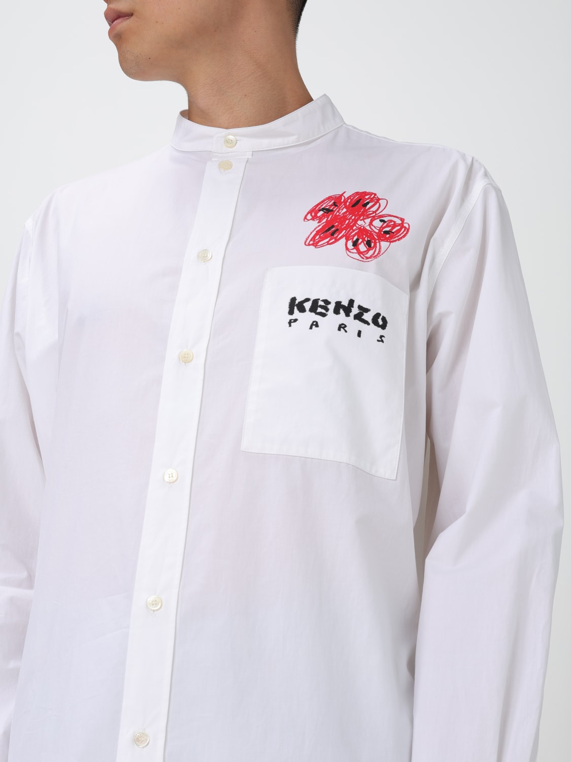 KENZO CAMICIA: Camicia Kenzo in popeline con logo, Bianco - Img 5