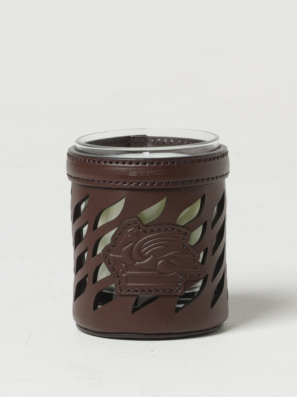 ETRO HOME CANDELE E FRAGRANZE: Candela Etro Home in cera e pelle, Marrone - Img 1