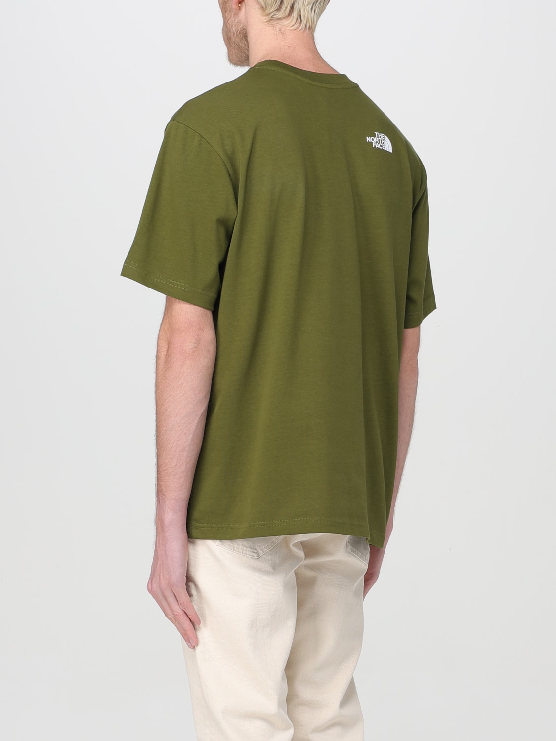 Khaki green north face t shirt hotsell