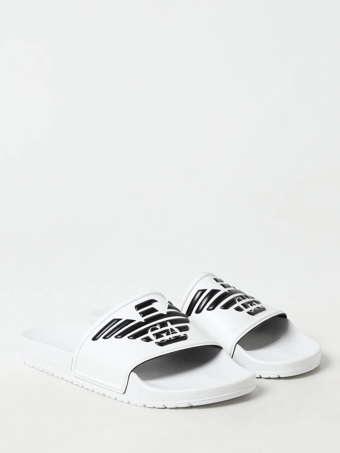 EMPORIO ARMANI SWIMWEAR SANDALI: Sliders Emporio Armani Swimwear in gomma , Bianco - Img 2