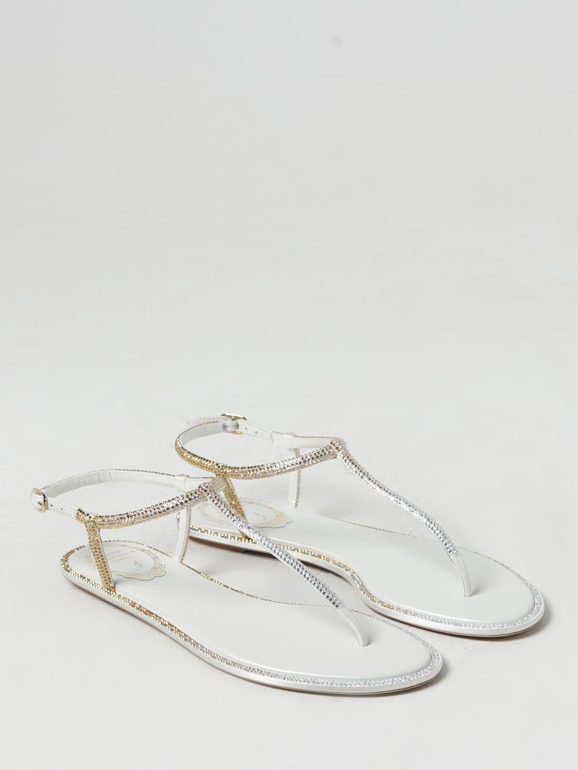 RENE CAOVILLA FLAT SANDALS: Shoes woman Rene Caovilla, Champagne - Img 2