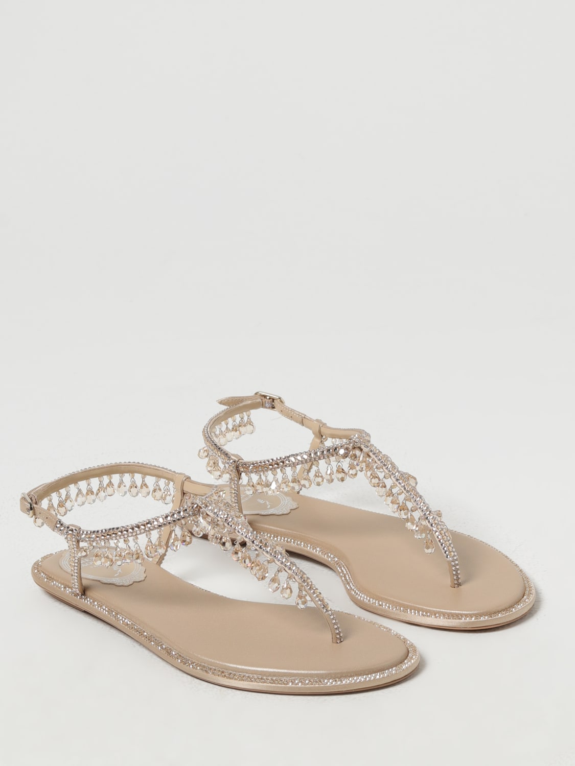 RENE CAOVILLA FLAT SANDALS: Shoes woman Rene Caovilla, Beige - Img 2