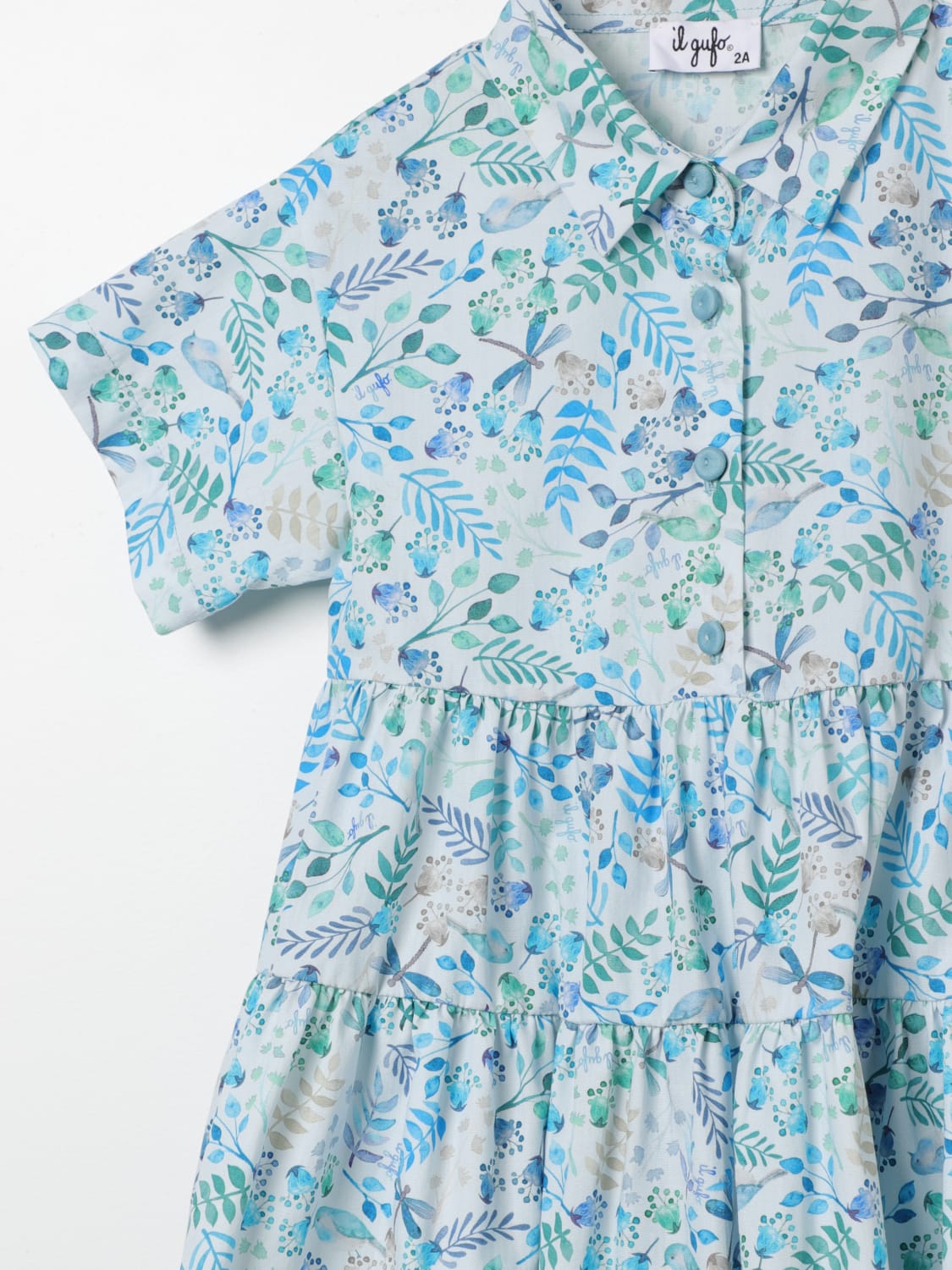 IL GUFO DRESS: Dress kids Il Gufo, Gnawed Blue - Img 3