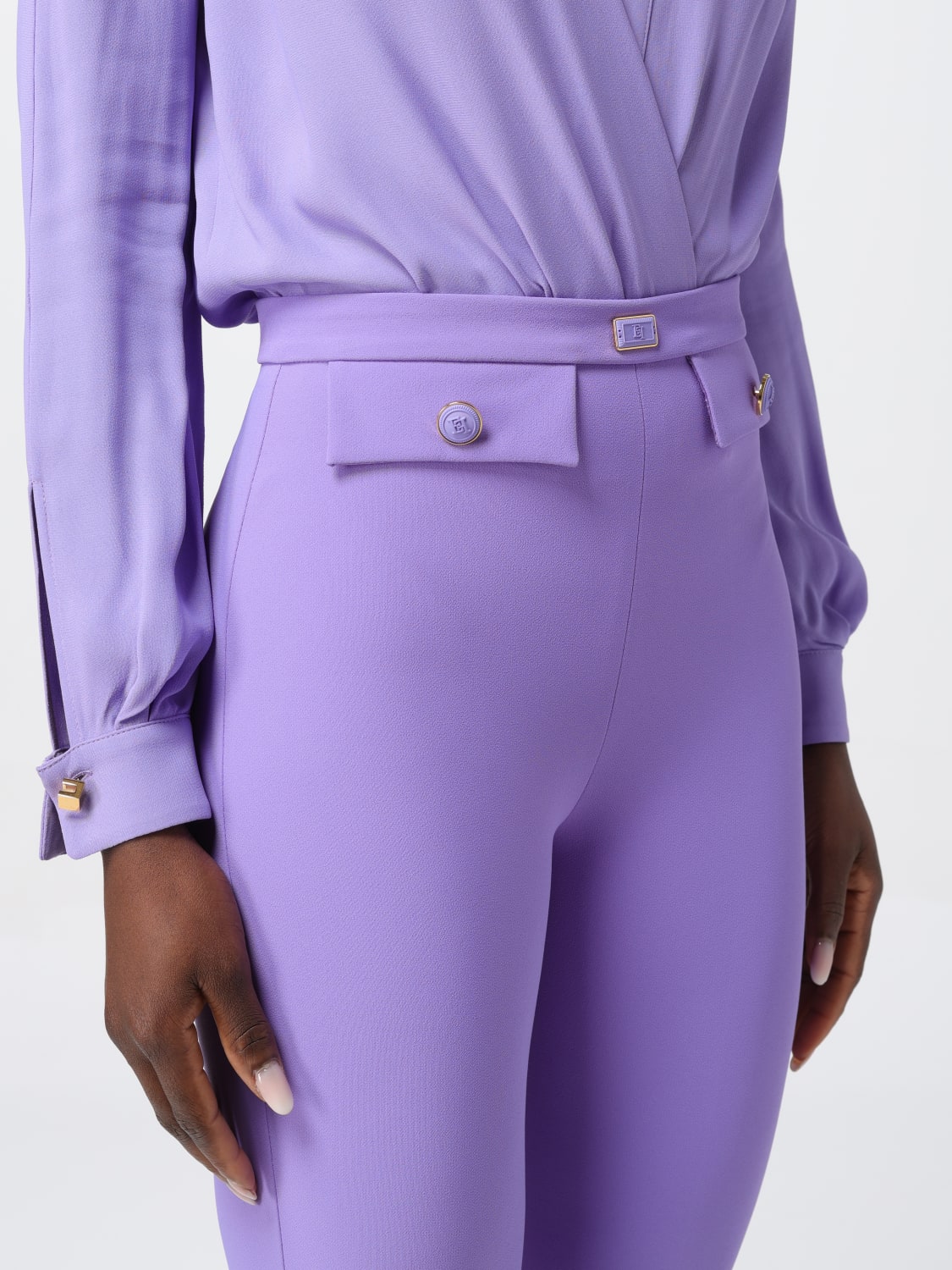 パンツ ELISABETTA FRANCHI Woman Pants Violet PA028 AS6 Elisabetta Franchi Outlet: Pants woman - Violet | Elisabetta