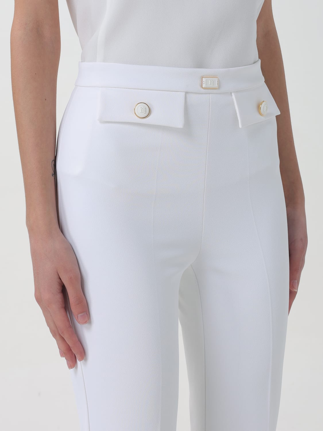 ELISABETTA FRANCHI PANTALONES: Pantalón mujer Elisabetta Franchi, Marfil - Img 3