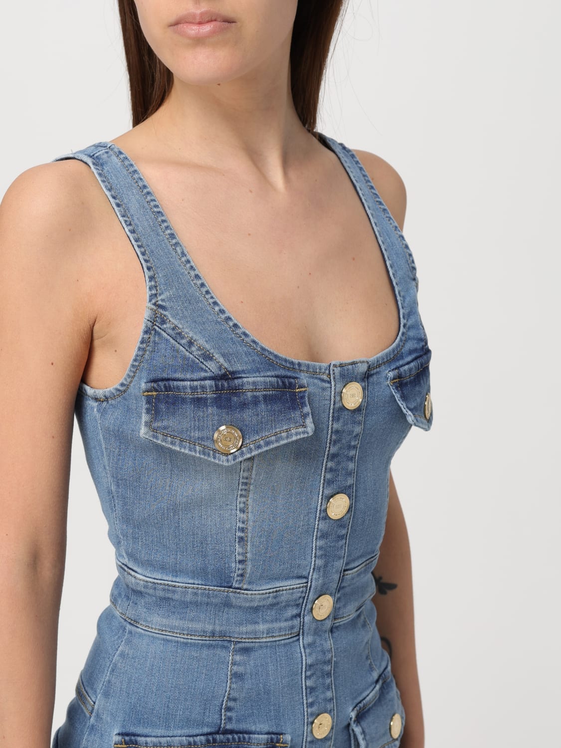 ELISABETTA FRANCHI DRESS: Dress woman Elisabetta Franchi, Denim - Img 3