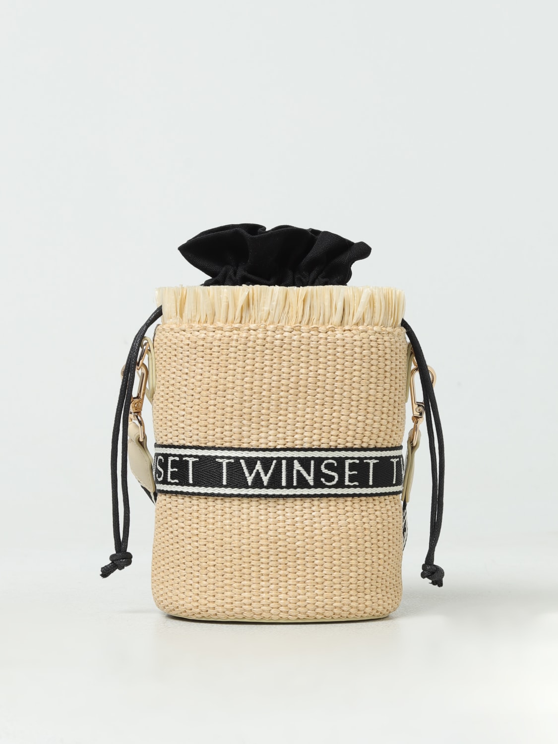 TWINSET BORSA MINI: Borsa Twinset in rafia con tracolla, Naturale - Img 1