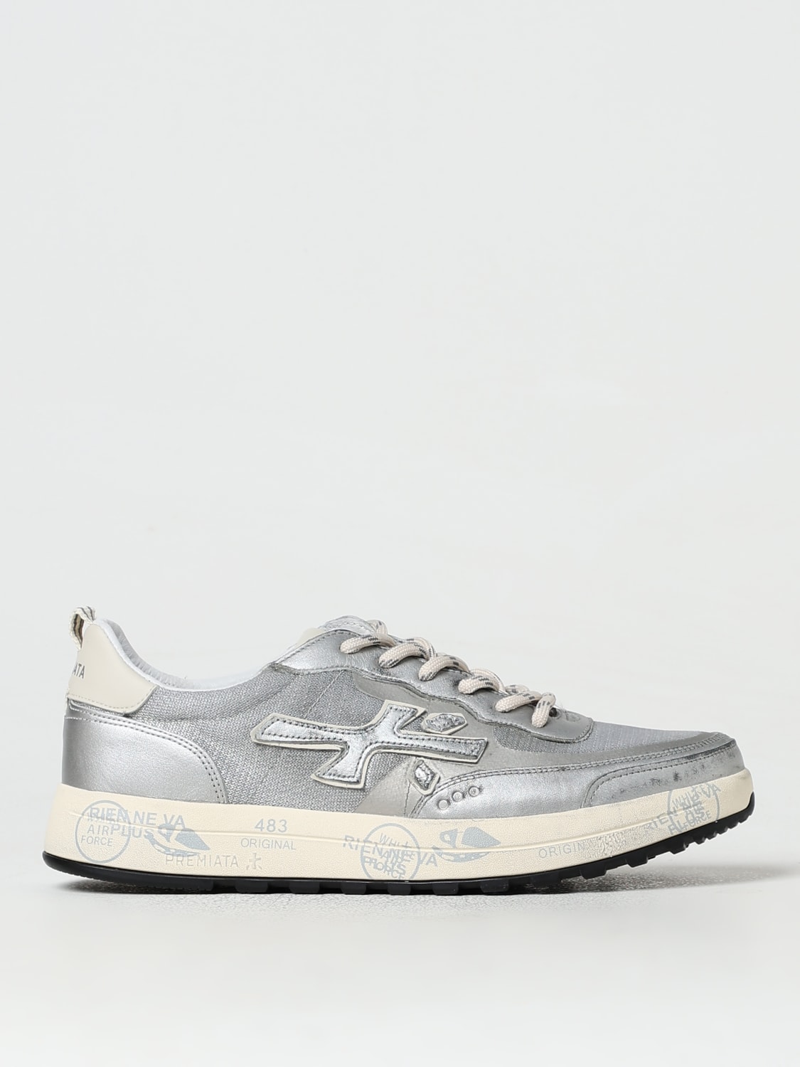 PREMIATA SNEAKERS: Sneakers Nous Premiata in pelle used, Argento - Img 1