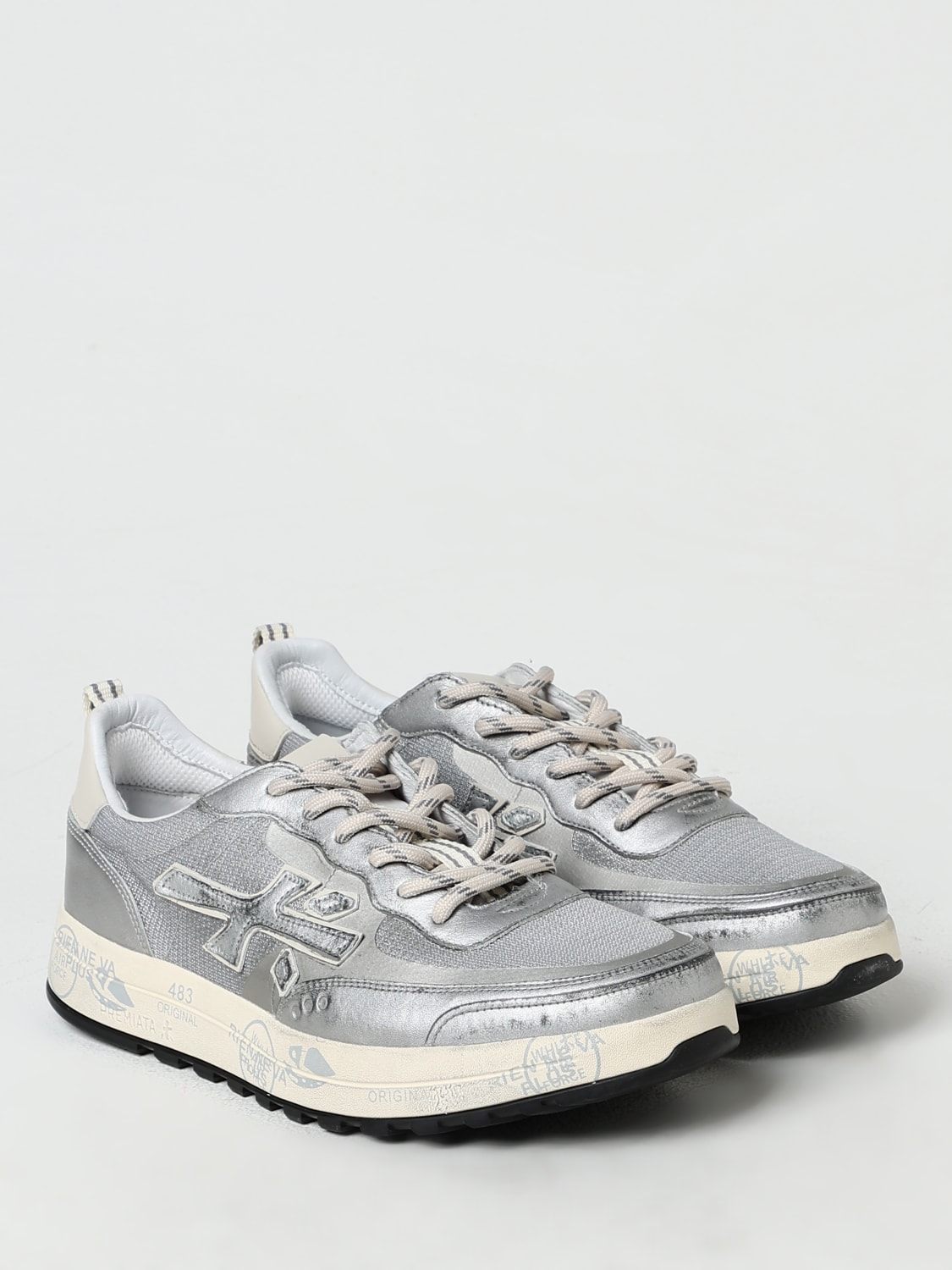 PREMIATA SNEAKERS: Sneakers Nous Premiata in pelle used, Argento - Img 2