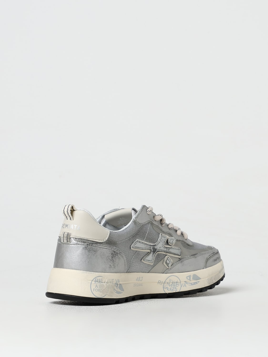 PREMIATA SNEAKERS: Sneakers Nous Premiata in pelle used, Argento - Img 3