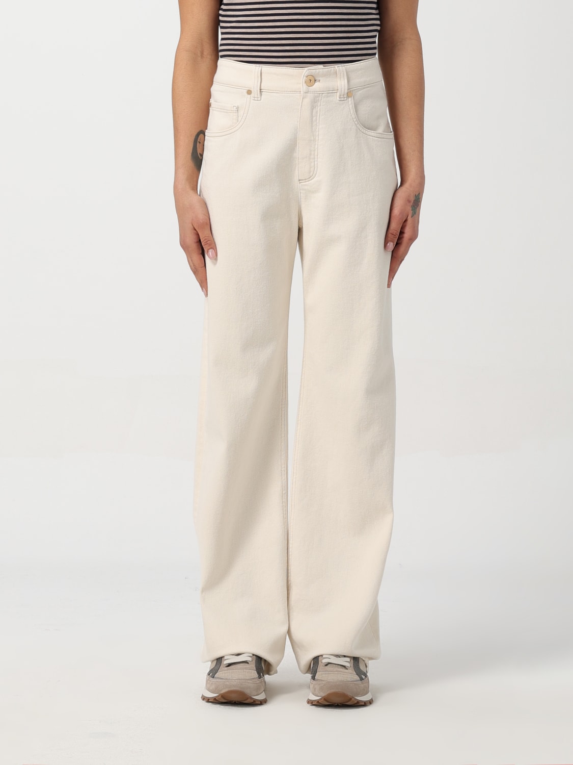 デニム・ジーパン BRUNELLO CUCINELLI Woman Jeans Ivory M0H81P5758 BRUNELLO CUCINELLI: Pants woman - Ivory | Brunello Cucinelli