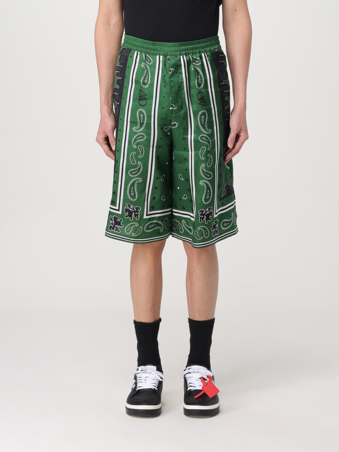 OFF-WHITE SHORT: Short homme Off-white, Vert - Img 1