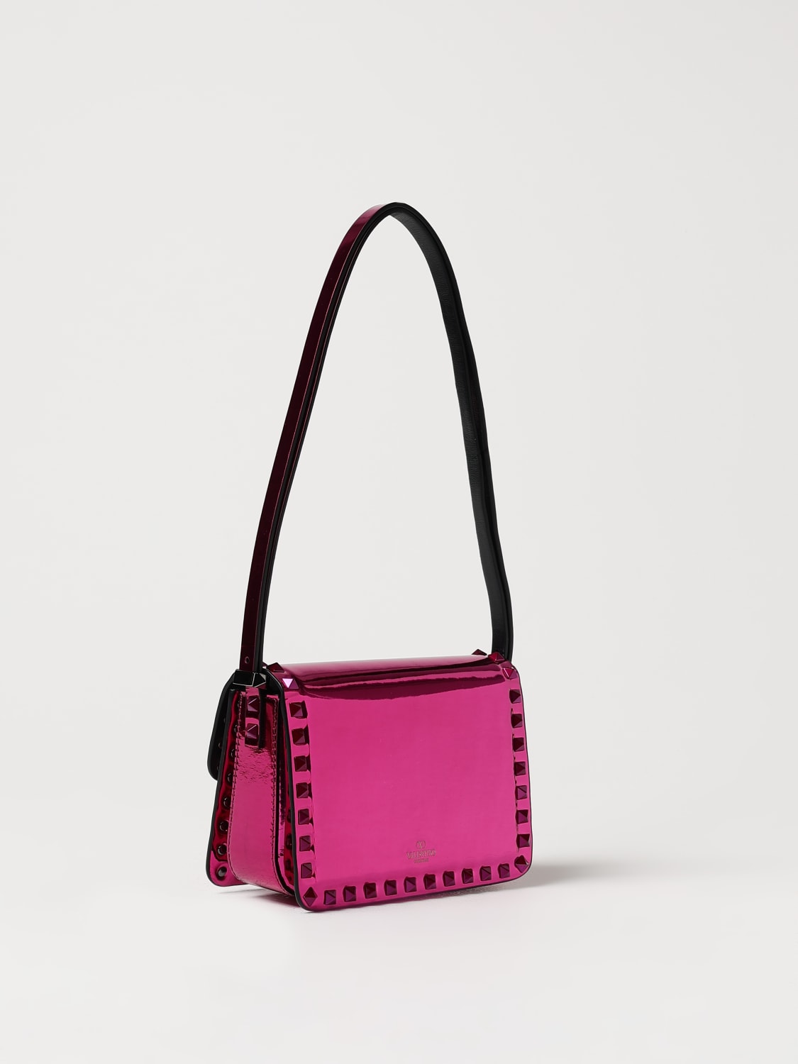 VALENTINO GARAVANI BORSA MINI: Borsa Rockstud Valentino Garavani in pelle metallizzata , Fuxia - Img 3