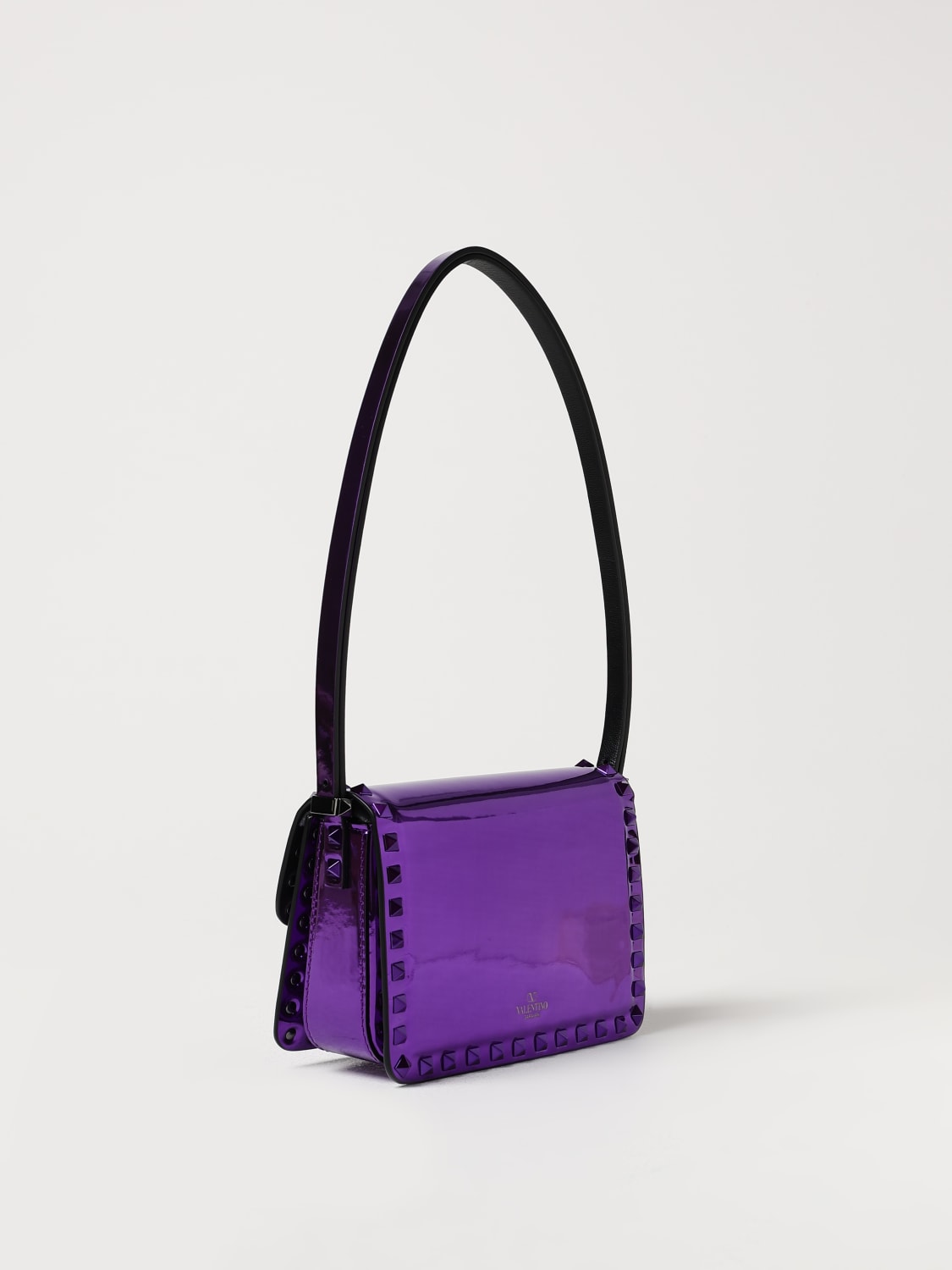 VALENTINO GARAVANI BORSA MINI: Borsa Rockstud Valentino Garavani in pelle metallizzata , Viola - Img 3