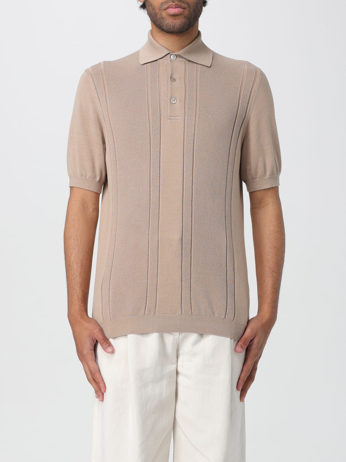 Brunello Cucinelli Outlet Pull homme Sable Polo Brunello Cucinelli M29202405 en ligne sur GIGLIO.COM