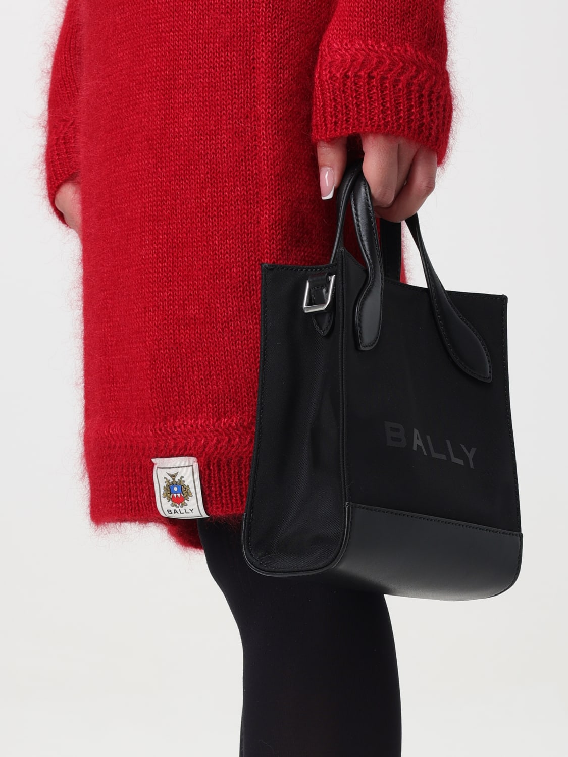 BALLY BORSA MINI: Borsa Mini Bar Bally in nylon e pelle , Nero - Img 2