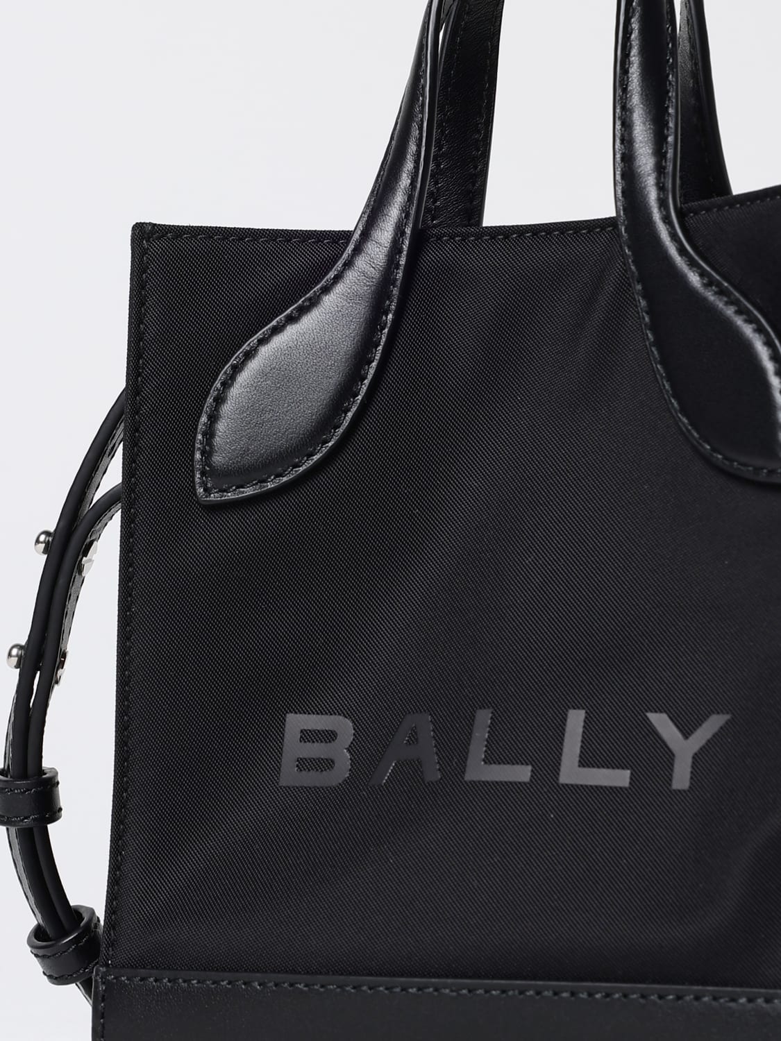 BALLY BORSA MINI: Borsa Mini Bar Bally in nylon e pelle , Nero - Img 4