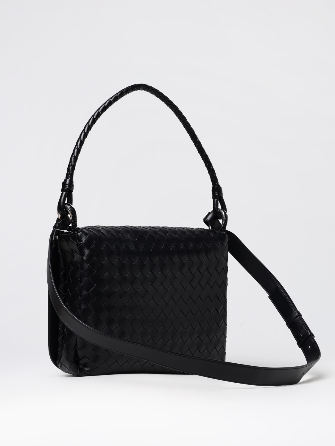 BOTTEGA VENETA BORSA: Borsa Messenger Swing Bottega Veneta in pelle intrecciata , Nero - Img 3