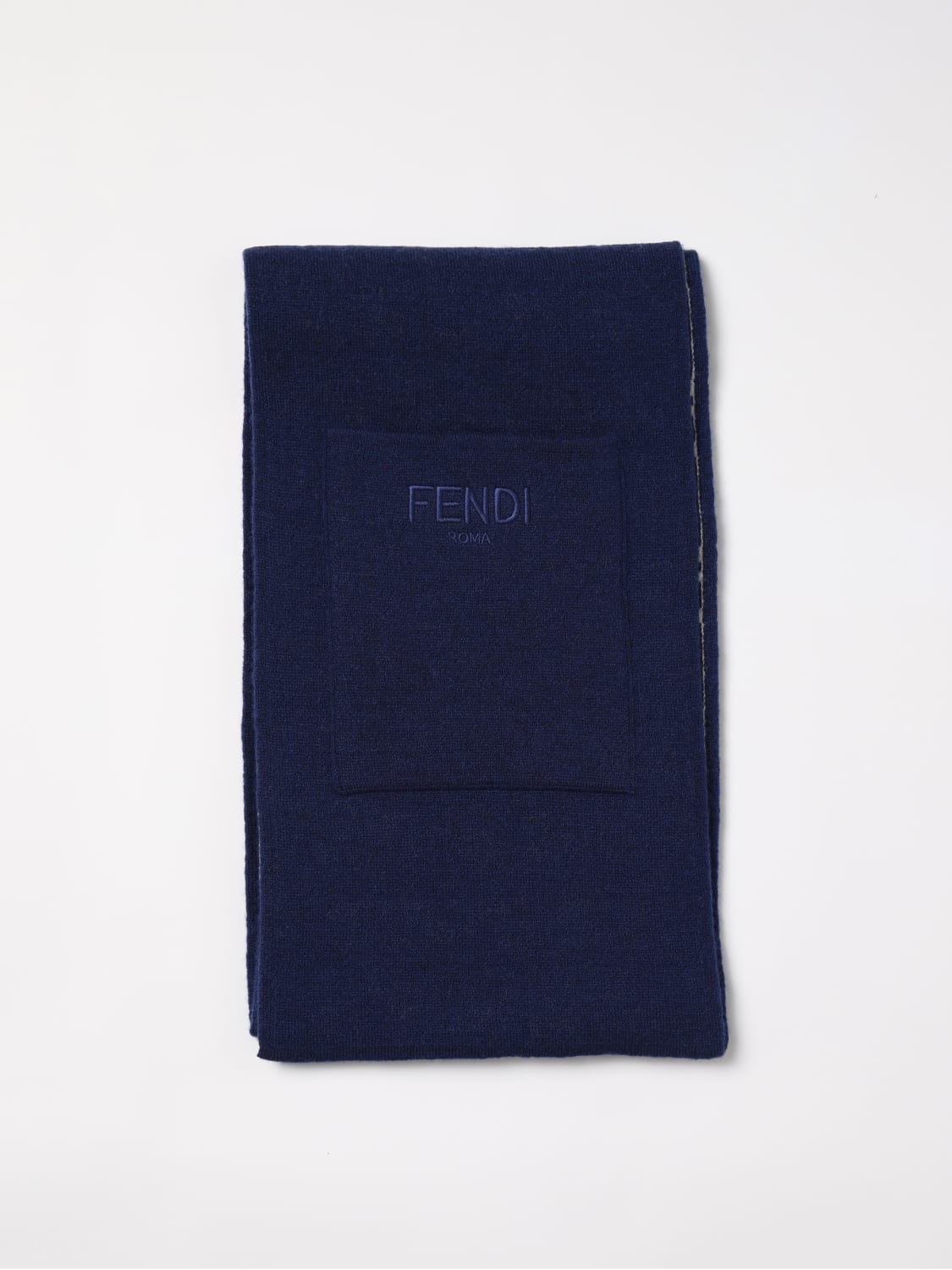 FENDI SCIARPA BIMBO: Sciarpa FF Fendi Kids in lana jacquard , Blue - Img 1