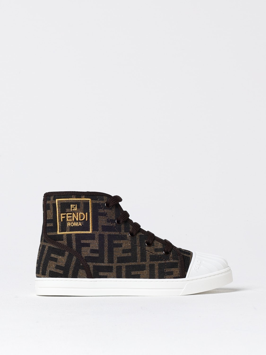 FENDI SNEAKERS: Sneakers FF Fendi Kids in tessuto jacquard , Tabacco - Img 1