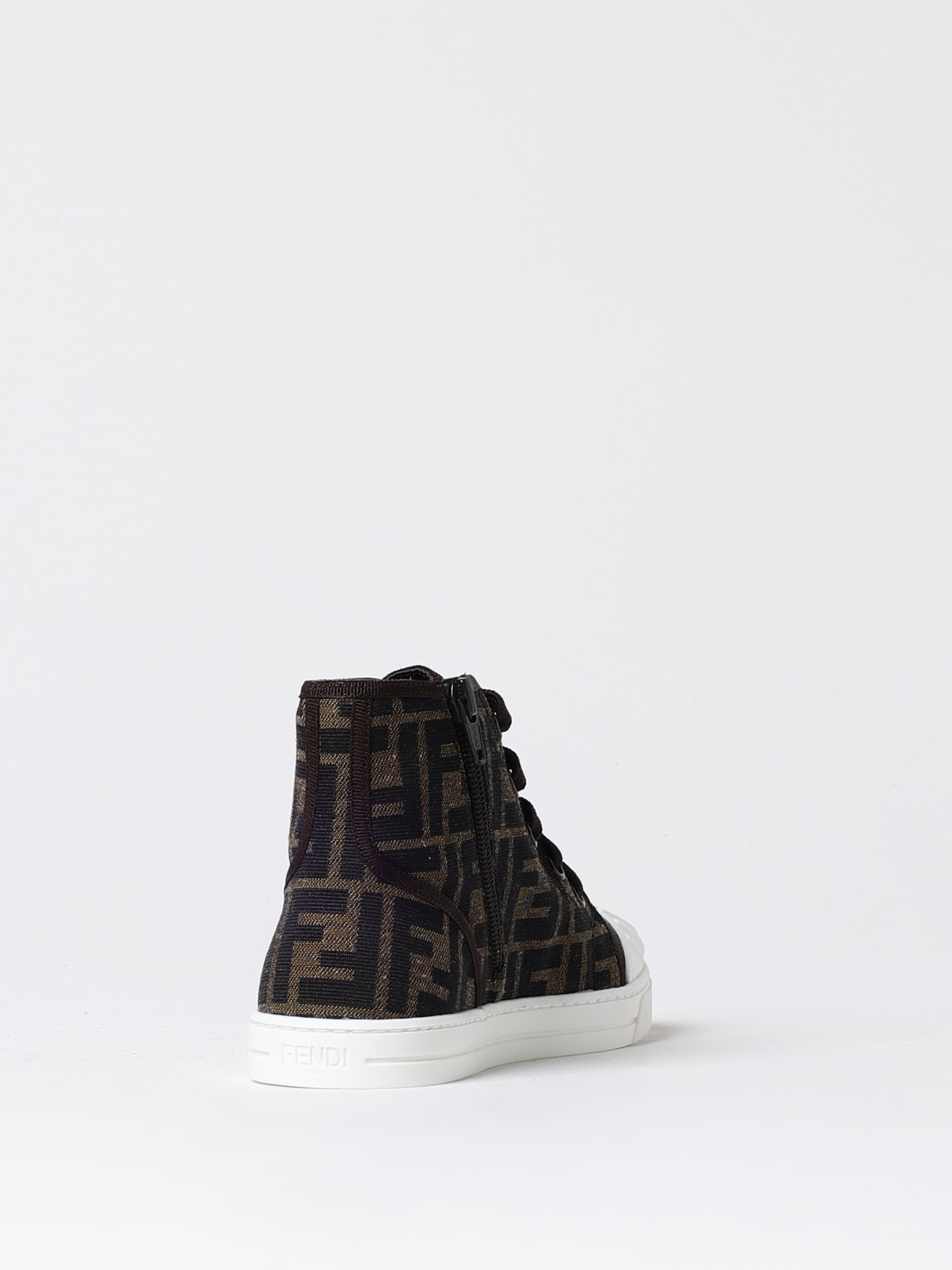 FENDI SNEAKERS: Sneakers FF Fendi Kids in tessuto jacquard , Tabacco - Img 3