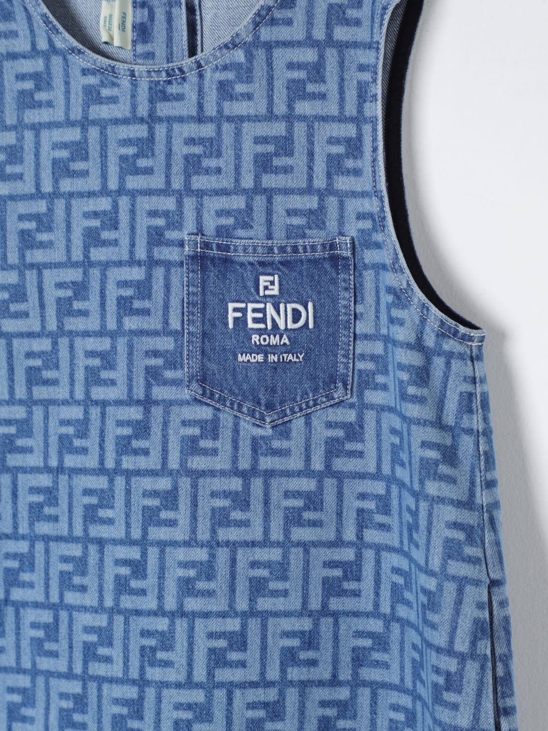 FENDI ABITO: Abito di jeans Monogram FF Fendi Kids, Denim - Img 3