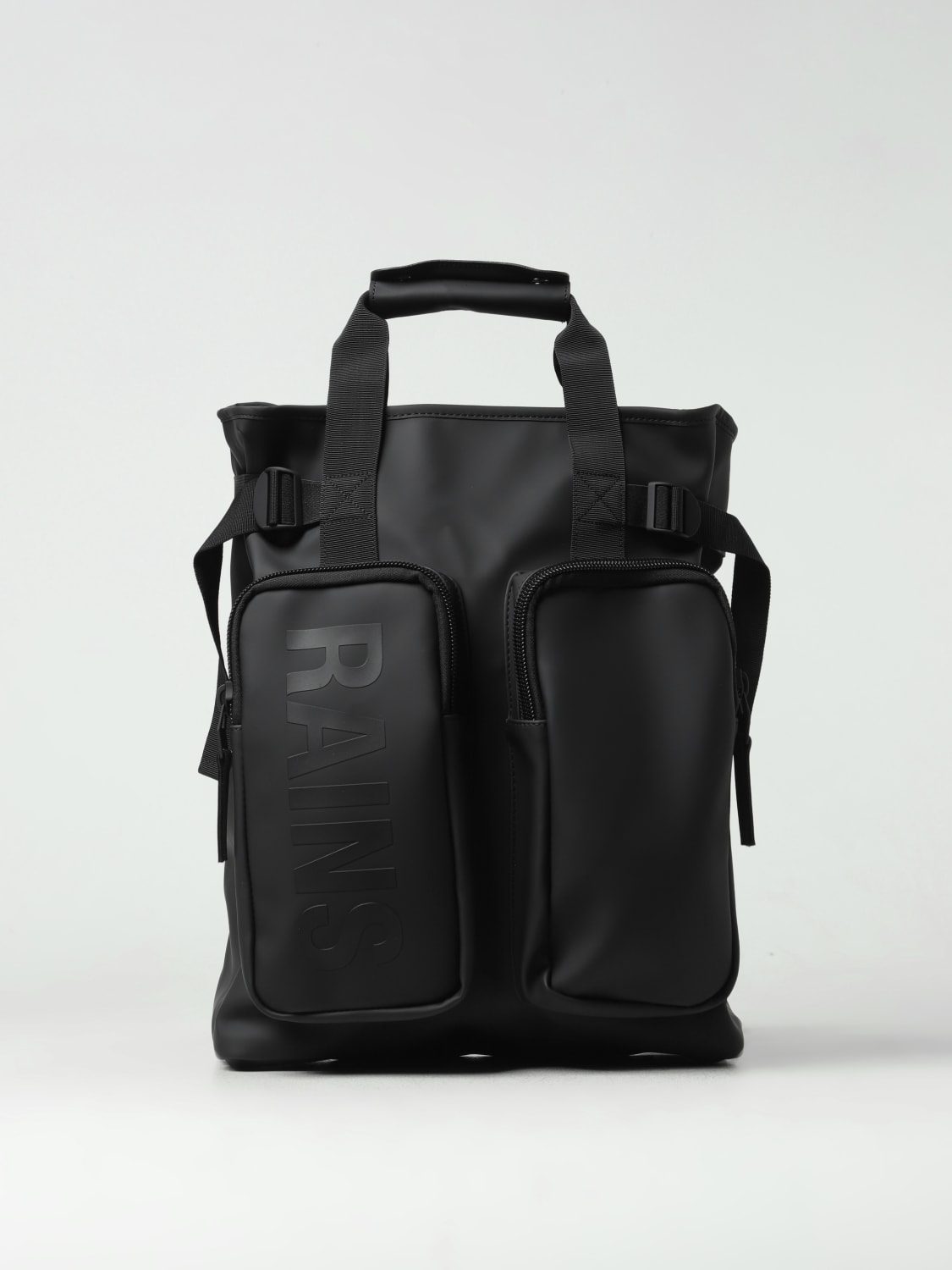 RAINS ZAINO: Zaino Texel Tote Backpack Rains idrorepellente in tessuto gommato , Nero - Img 1