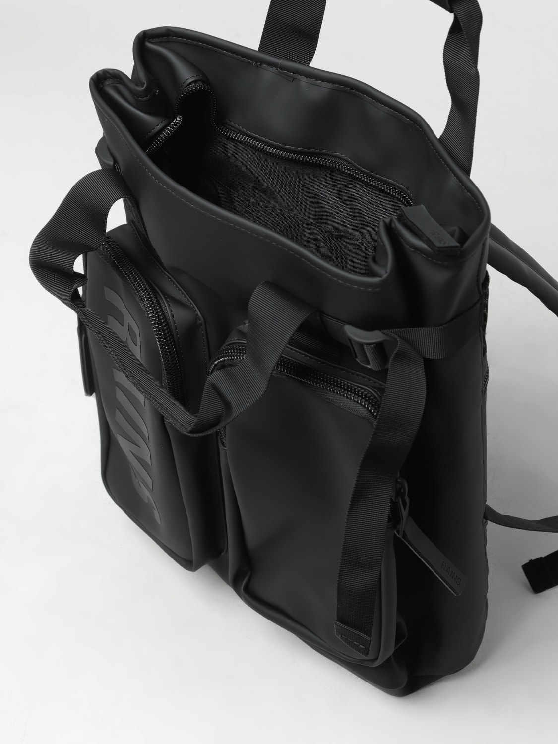 RAINS ZAINO: Zaino Texel Tote Backpack Rains idrorepellente in tessuto gommato , Nero - Img 4