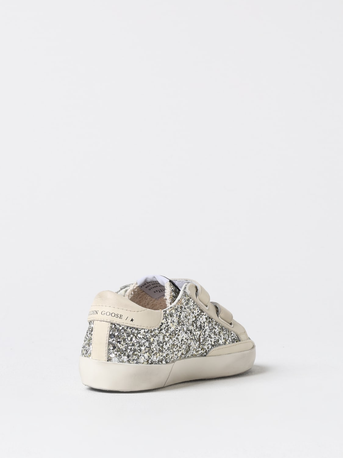 GOLDEN GOOSE SNEAKERS: Sneakers Old School Golden Goose in pelle used e glitter , Argento - Img 3