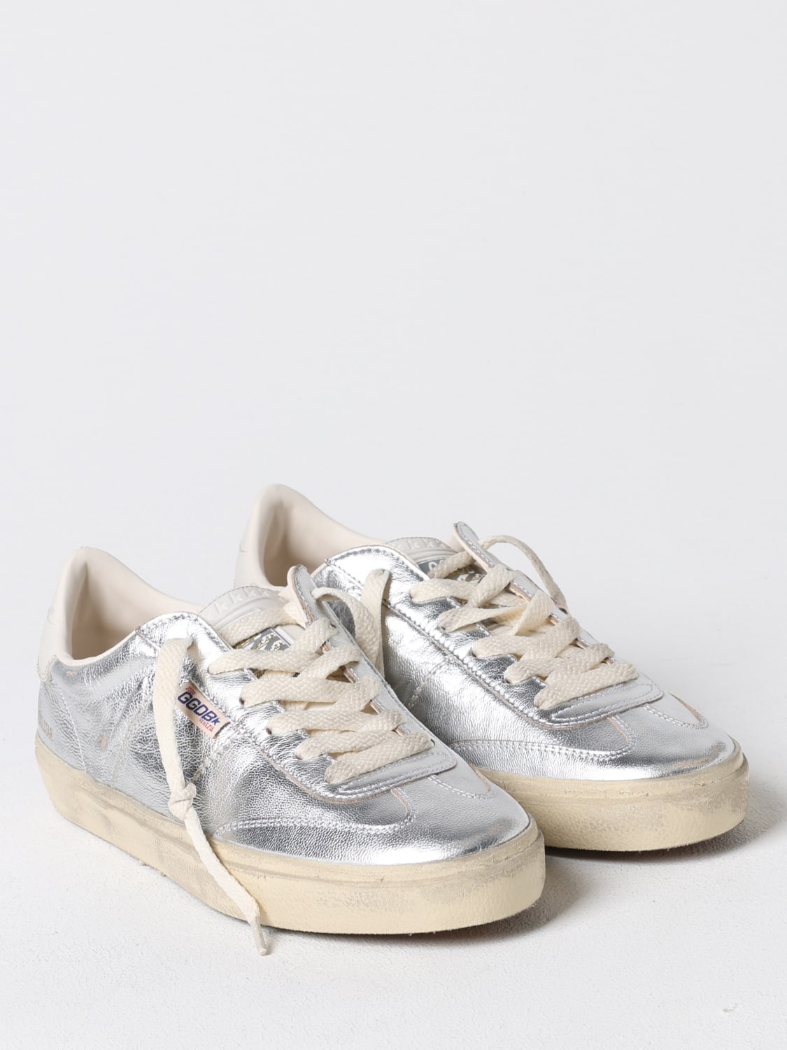 GOLDEN GOOSE SNEAKERS: Sneakers Soul Star Golden Goose in nappa laminata effetto used, Argento - Img 2