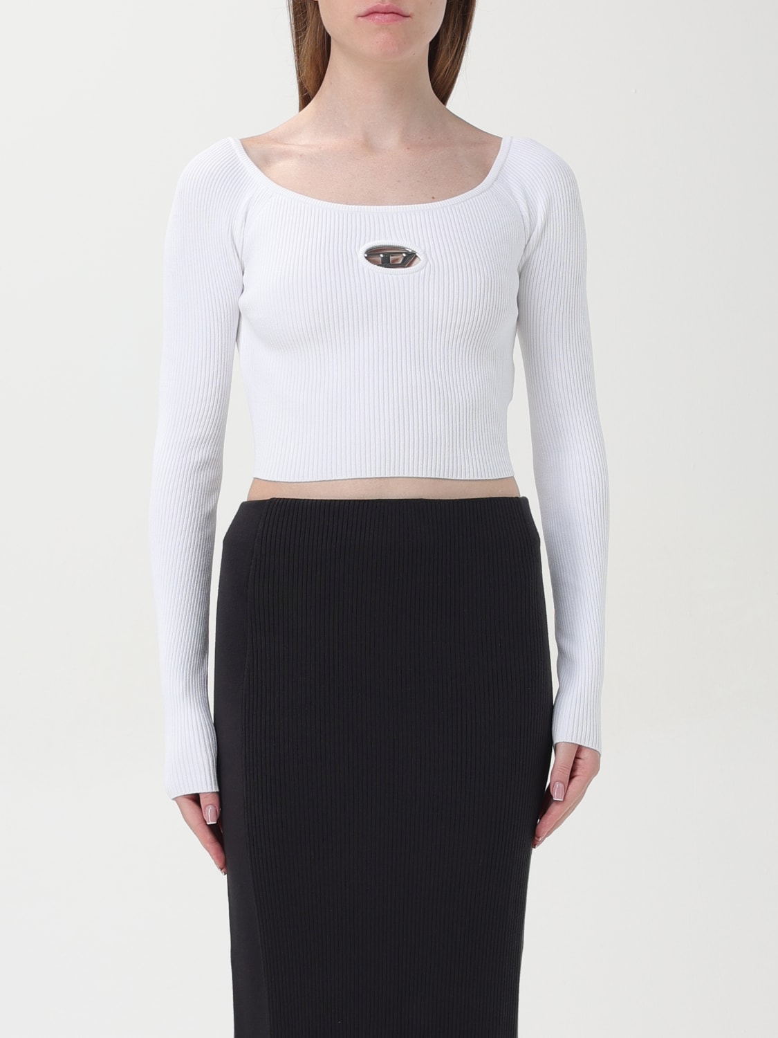 DIESEL TOP: Diesel viscose Oval D top, White - Img 1