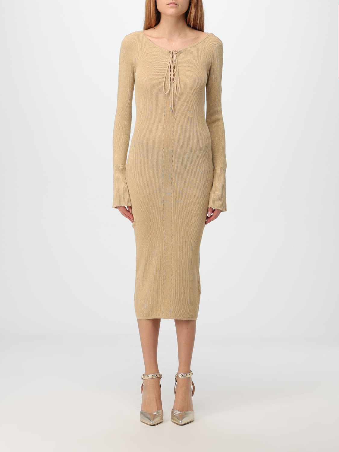 PATRIZIA PEPE DRESS: Patrizia Pepe stretch knit dress, Gold - Img 1