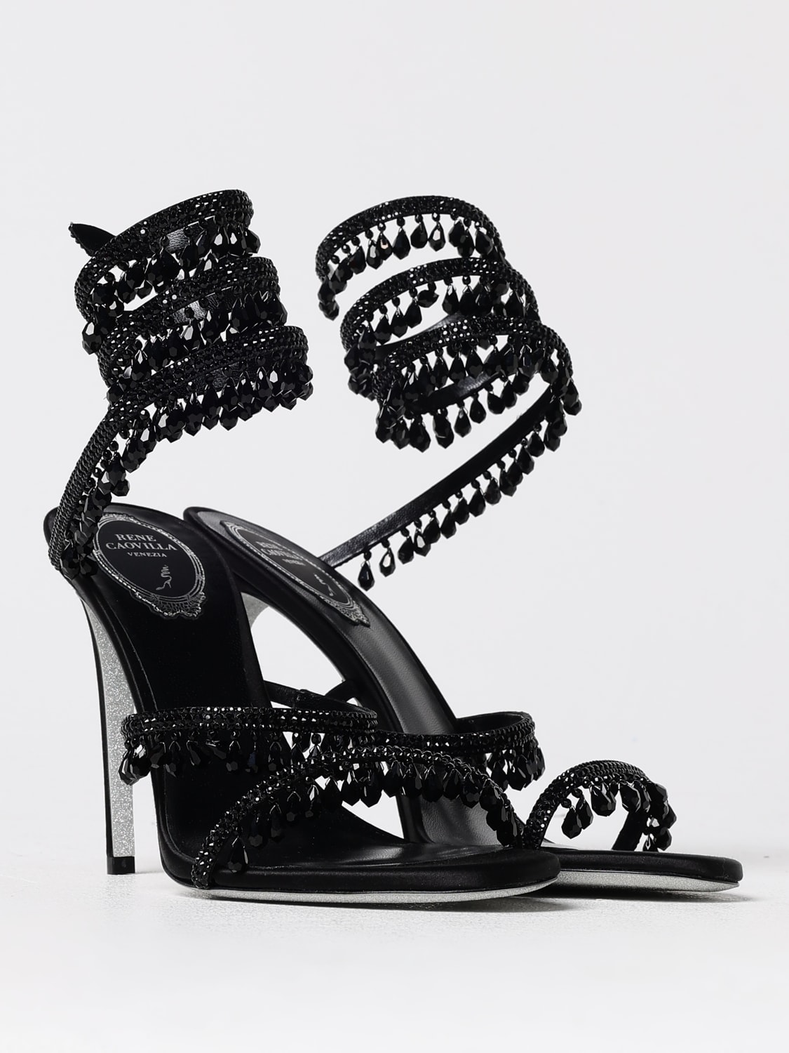 RENE CAOVILLA HEELED SANDALS: Shoes woman Rene Caovilla, Black - Img 2