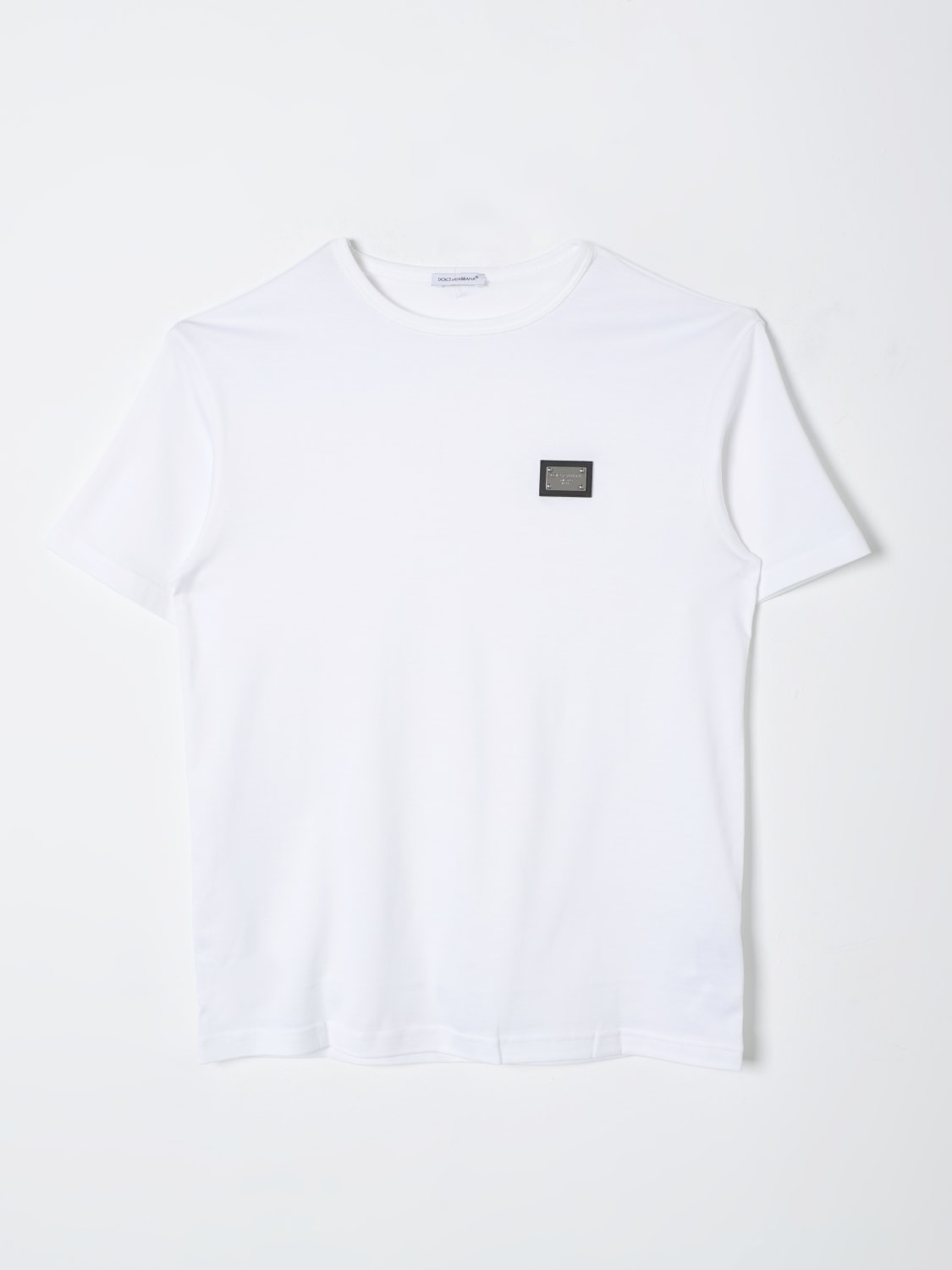 DOLCE & GABBANA T-SHIRT: T-shirt basic con mini logo Dolce & Gabbana, Bianco - Img 1