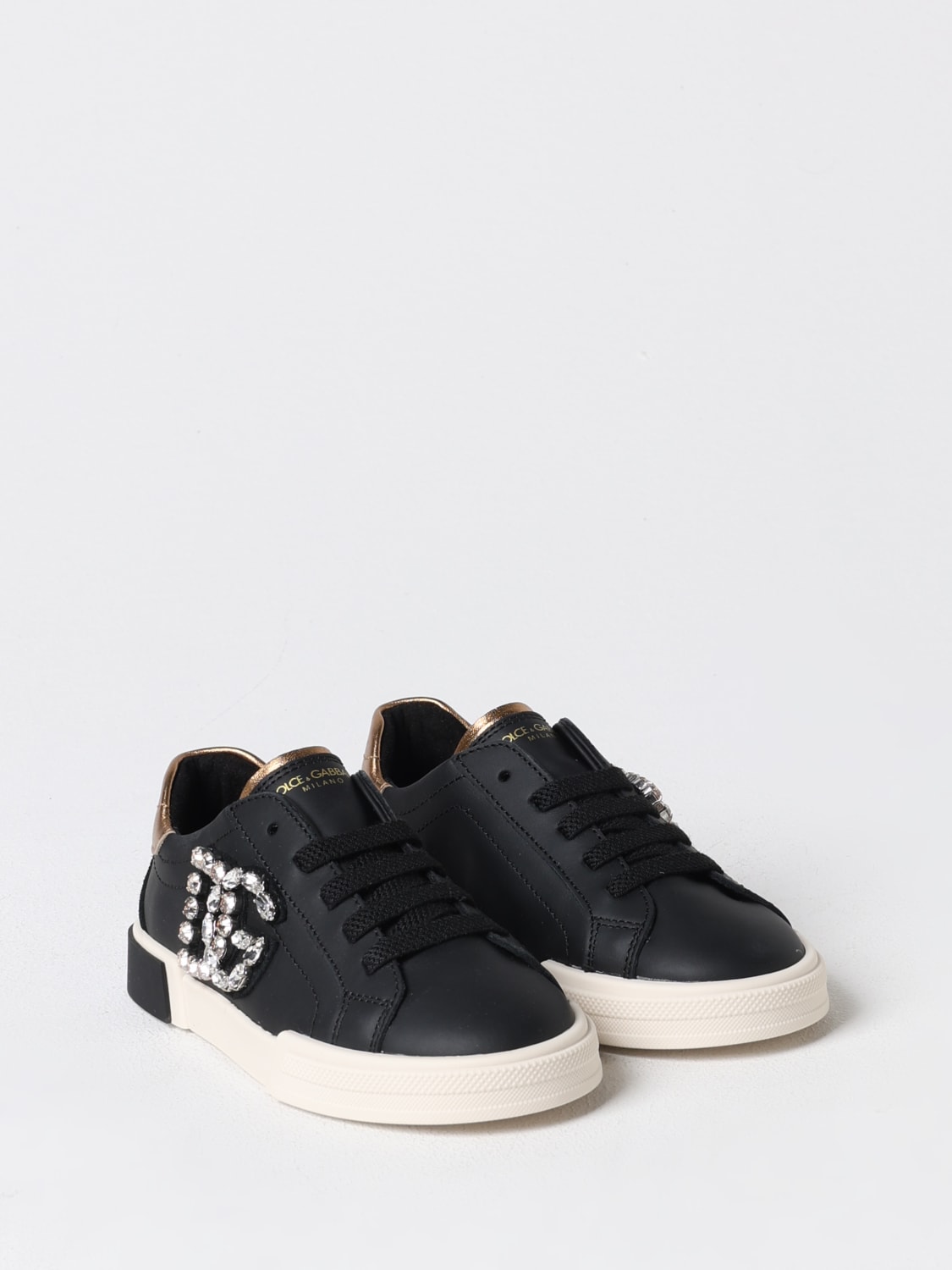 DOLCE & GABBANA SNEAKERS: Sneakers Dolce & Gabbana in pelle con monogram DG, Nero - Img 2