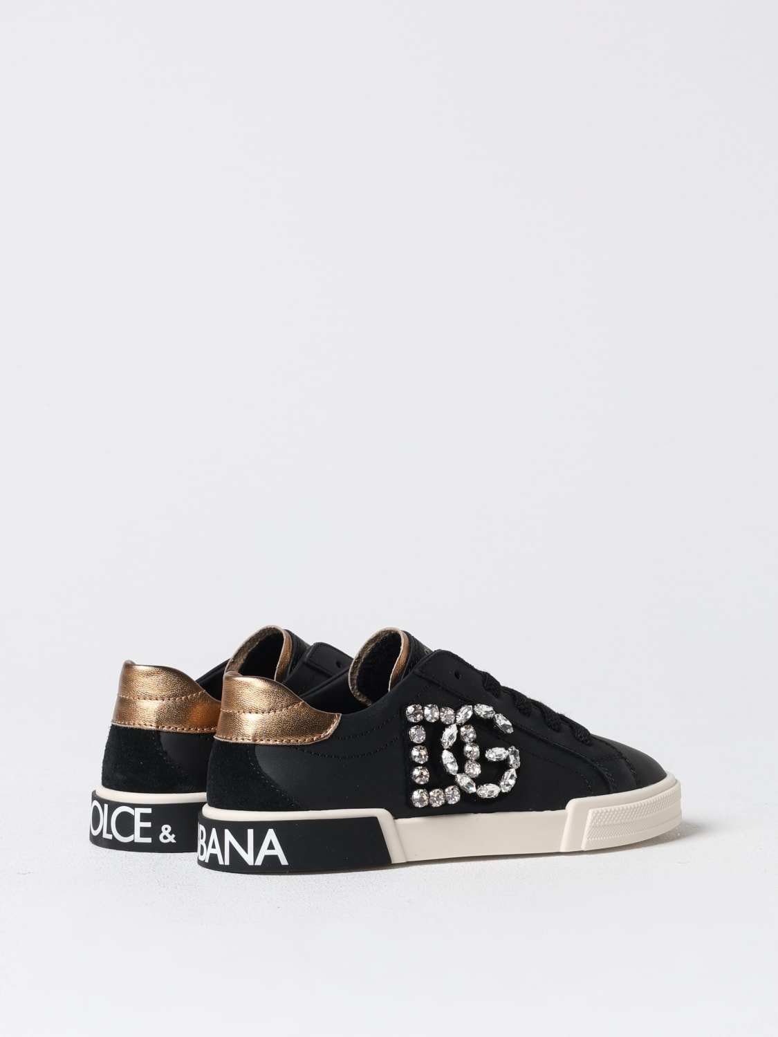 DOLCE & GABBANA SNEAKERS: Sneakers Dolce & Gabbana in pelle con monogram DG, Nero - Img 3