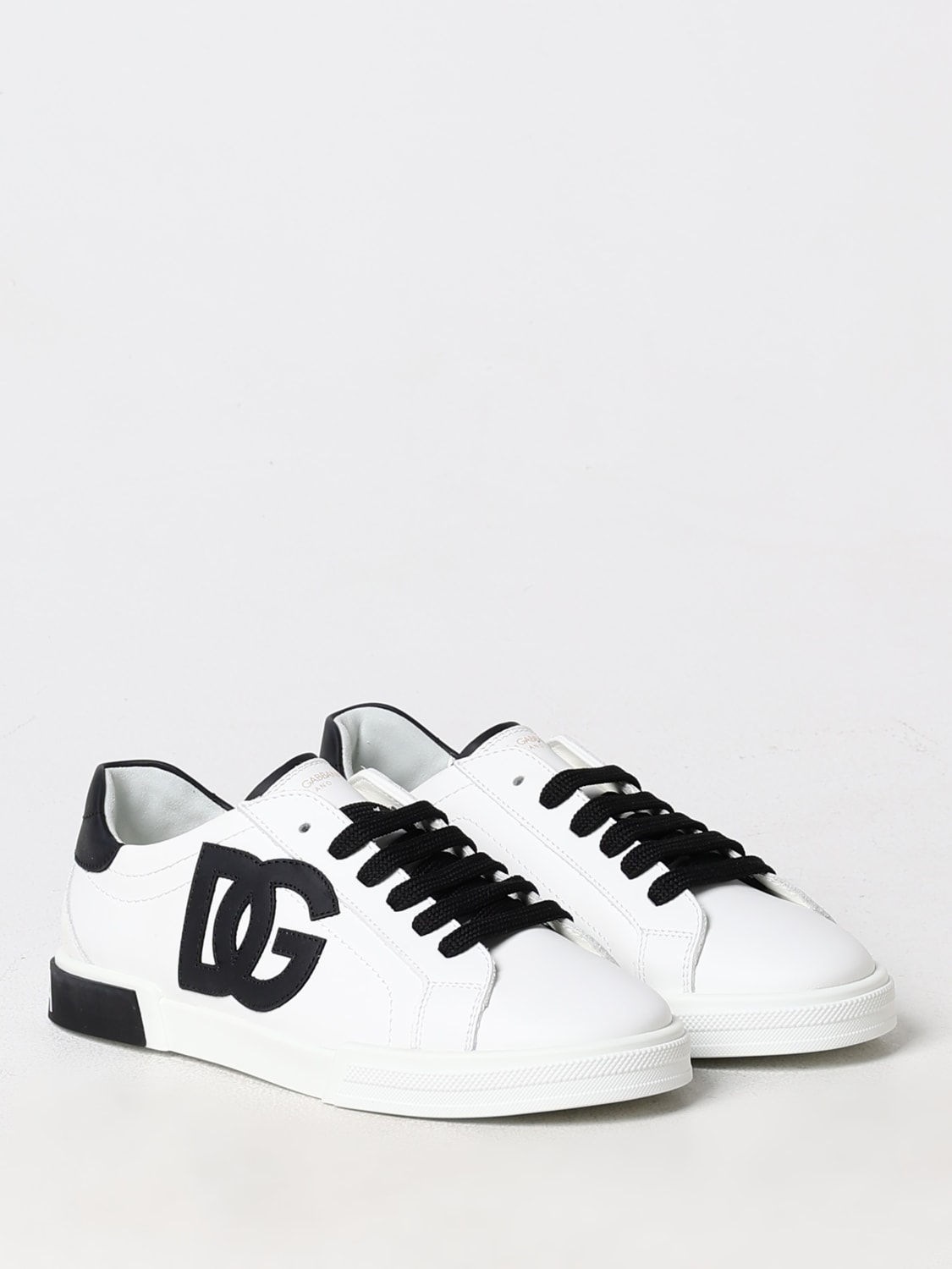 DOLCE & GABBANA SNEAKERS: Sneakers Dolce & Gabbana in pelle con monogram DG, Bianco - Img 2